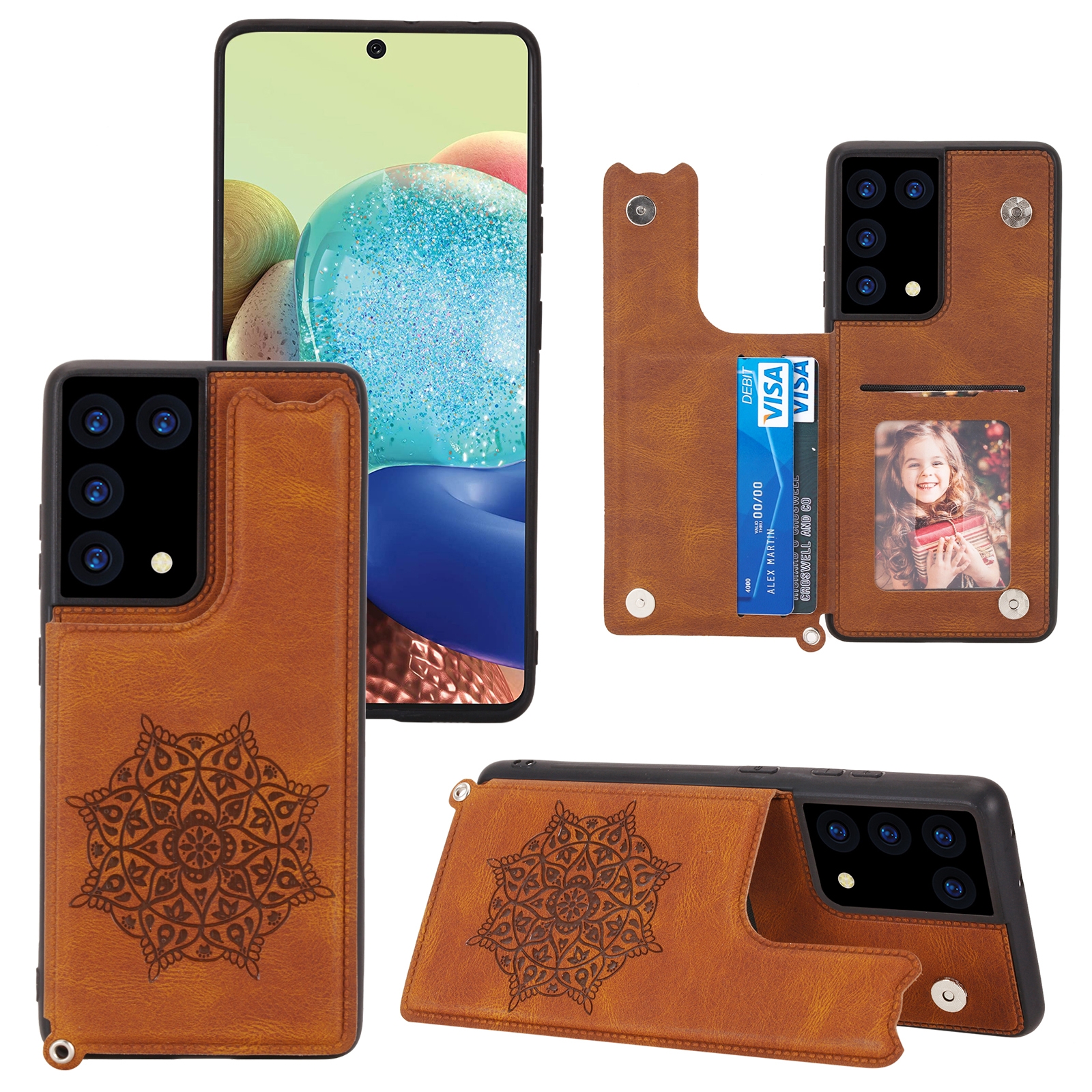 For Samsung Galaxy S21 Ultra 5G Mandala Embossed PU + TPU Case with Holder & Card Slots & Photo Frame & Strap(Brown) For Samsung Galaxy S21 Ultra 5G Mandala Embossed PU + TPU Case with Holder & Card Slots & Photo Frame & Strap(Brown)