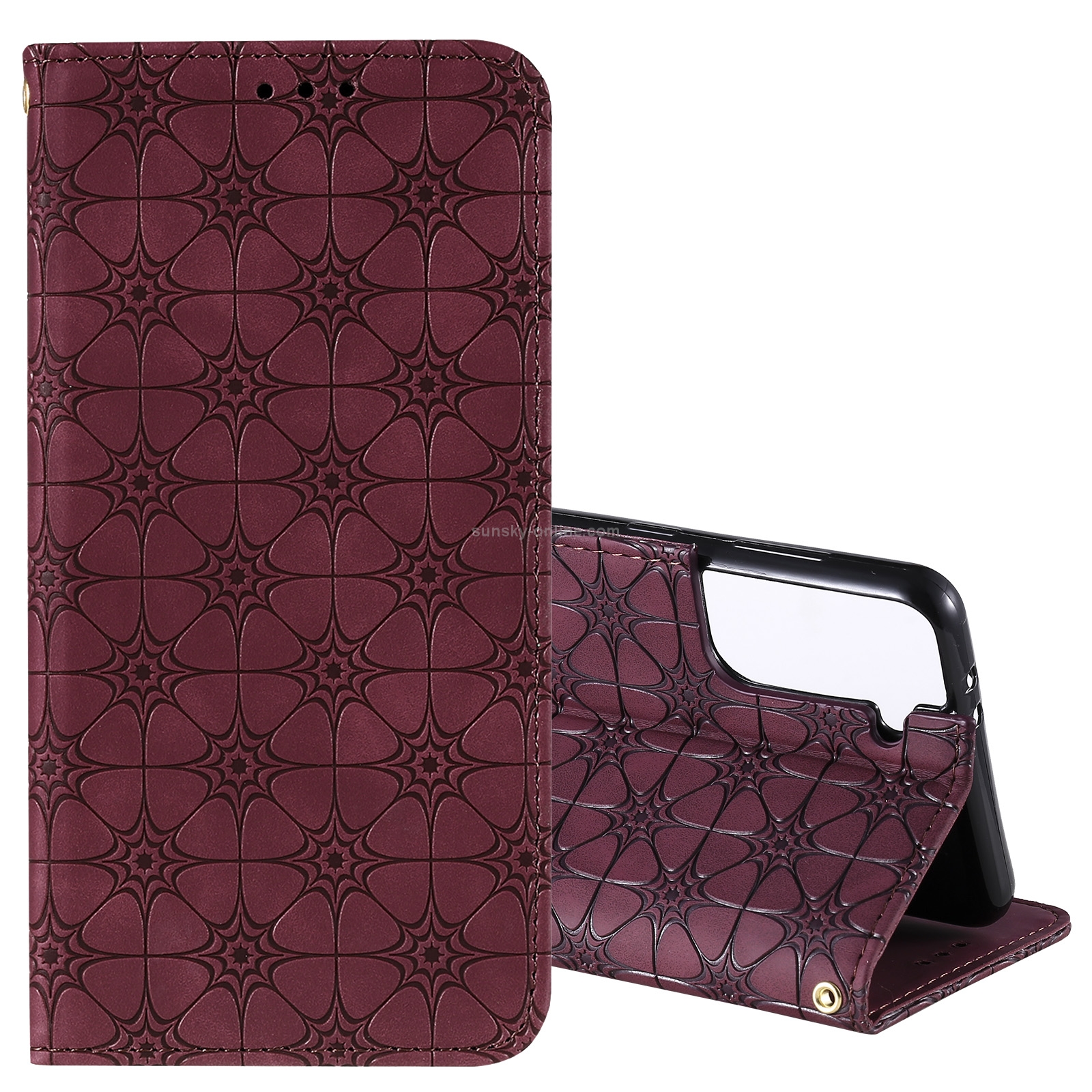 For Samsung Galaxy S21 5G Lucky Flowers Embossing Pattern Magnetic Horizontal Flip Leather Case with Holder & Card Slots(Wine Red) For Samsung Galaxy S21 5G Lucky Flowers Embossing Pattern Magnetic Horizontal Flip Leather Case with Holder & Card Slots(Wine Red)