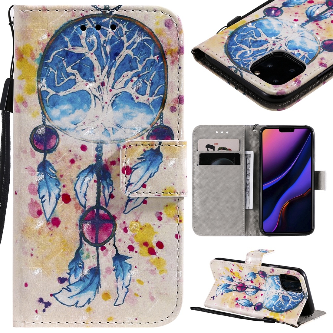 For iPhone 11 Pro 3D Painted Pattern Horizontal Flip Leather Case, with Wallet & Holder & Card Slots & Lanyard(Wind Chimes) For iPhone 11 Pro 3D Painted Pattern Horizontal Flip Leather Case, with Wallet & Holder & Card Slots & Lanyard(Wind Chimes)