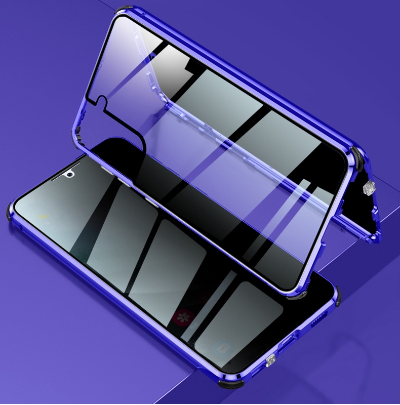 For Samsung Galaxy S21+ 5G Four-corner Shockproof Anti-peeping Magnetic Metal Frame Double-sided Tempered Glass Case(Blue) For Samsung Galaxy S21+ 5G Four-corner Shockproof Anti-peeping Magnetic Metal Frame Double-sided Tempered Glass Case(Blue)