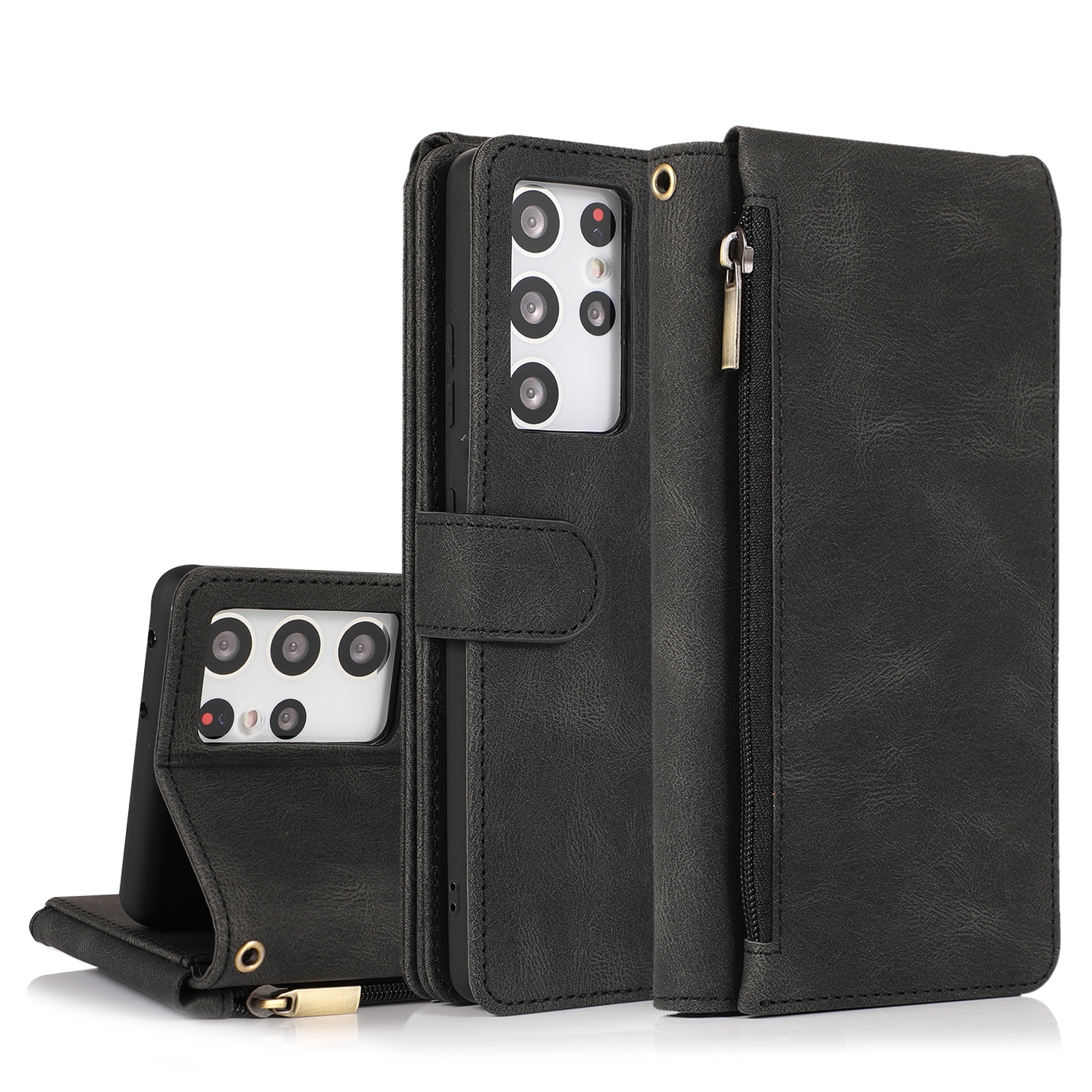 For Samsung Galaxy S21 Ultra 5G Skin-feel Crazy Horse Texture Zipper Wallet Bag Horizontal Flip Leather Case with Holder & Card Slots & Wallet & Lanyard(Black) For Samsung Galaxy S21 Ultra 5G Skin-feel Crazy Horse Texture Zipper Wallet Bag Horizontal Flip Leather Case with Holder & Card Slots & Wallet & Lanyard(Black)