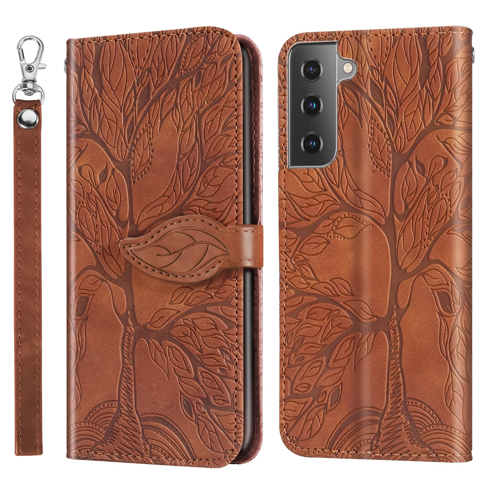 For Samsung Galaxy S21 5G Life of Tree Embossing Pattern Horizontal Flip Leather Case with Holder & Card Slot & Wallet & Photo Frame & Lanyard(Brown) For Samsung Galaxy S21 5G Life of Tree Embossing Pattern Horizontal Flip Leather Case with Holder & Card Slot & Wallet & Photo Frame & Lanyard(Brown)