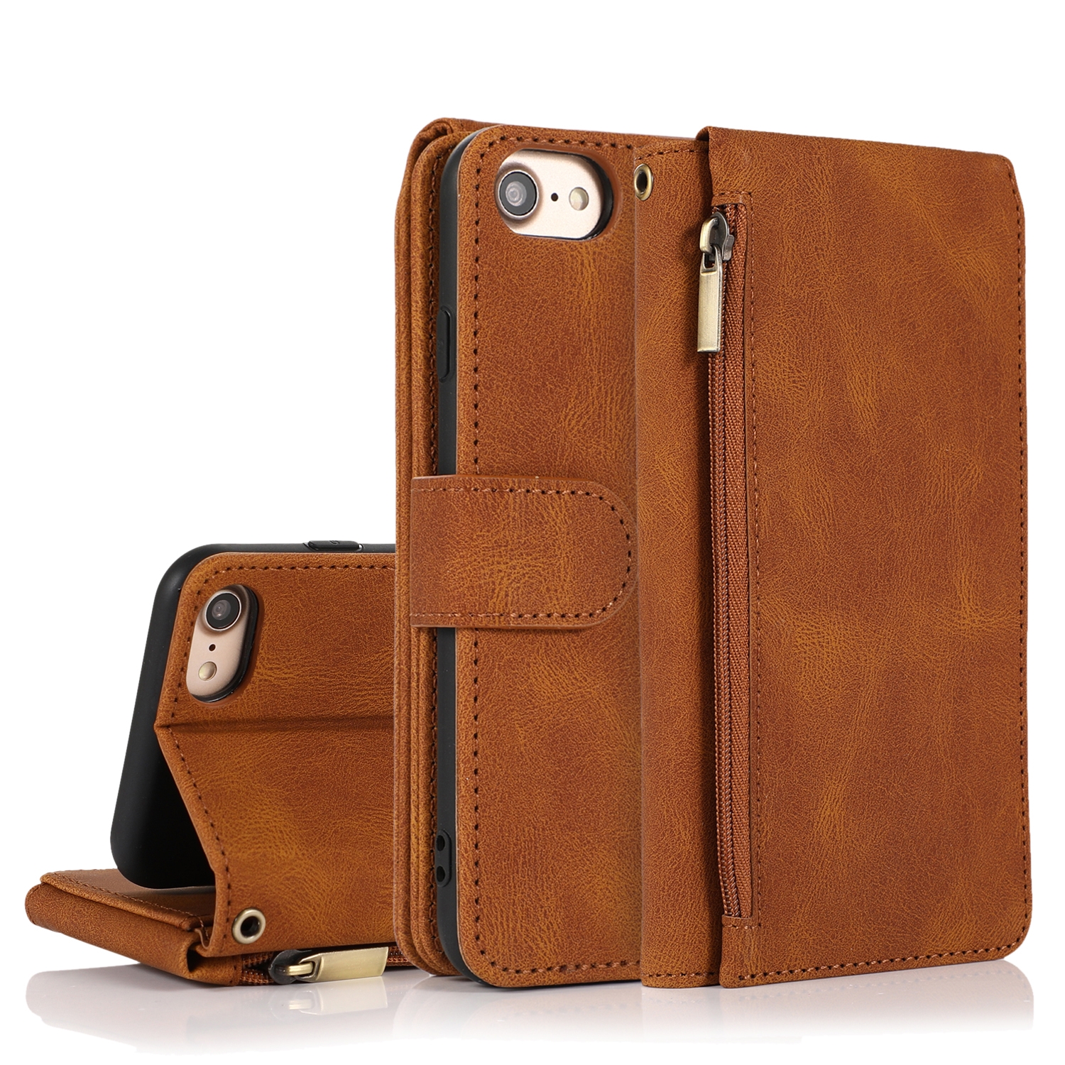 Skin-feel Crazy Horse Texture Zipper Wallet Bag Horizontal Flip Leather Case with Holder & Card Slots & Wallet & Lanyard For iPhone 6(Brown) Skin-feel Crazy Horse Texture Zipper Wallet Bag Horizontal Flip Leather Case with Holder & Card Slots & Wallet & Lanyard For iPhone 6(Brown)