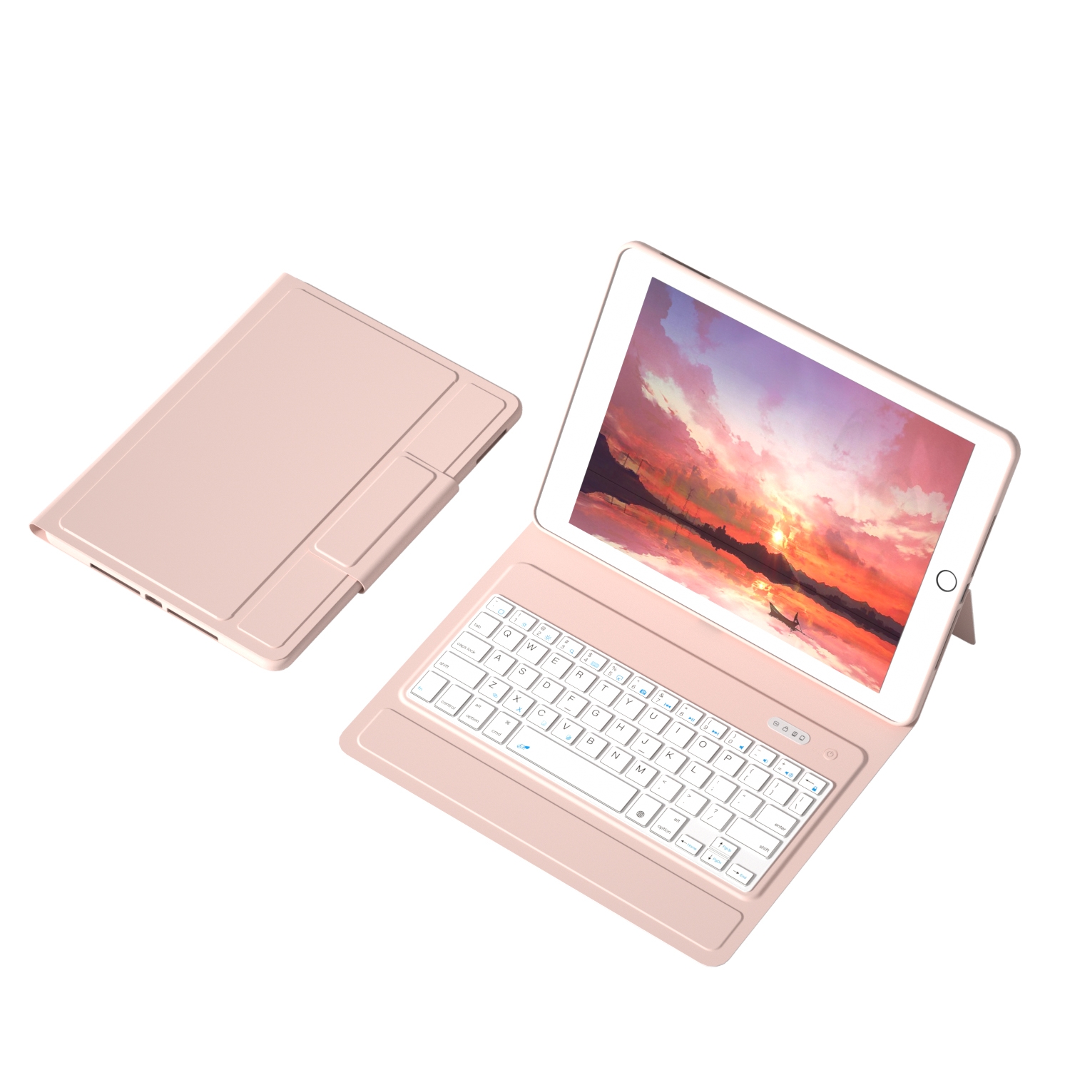 T1086 Bluetooth Keyboard TPU Soft + PU Leather Tablet Case with Pen Slot For iPad Air 2020 10.9 / Pro 11 (2020/2018)(Pink)