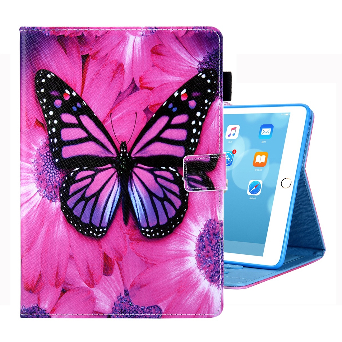 For iPad 10.2 2021 / 2020 / 2019 Coloured Drawing Pattern Horizontal Flip Leather Case with Holder & Card Slots & Photo Frame(Red Flower Pink Butterfly) For iPad 10.2 2021 / 2020 / 2019 Coloured Drawing Pattern Horizontal Flip Leather Case with Holder & Card Slots & Photo Frame(Red Flower Pink Butterfly)