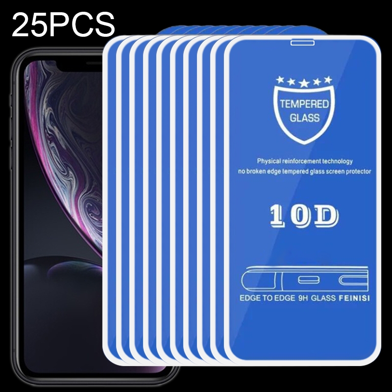 For iPhone 11 / XR 25pcs 9H 10D Full Screen Tempered Glass Screen Protector(White) For iPhone 11 / XR 25pcs 9H 10D Full Screen Tempered Glass Screen Protector(White)