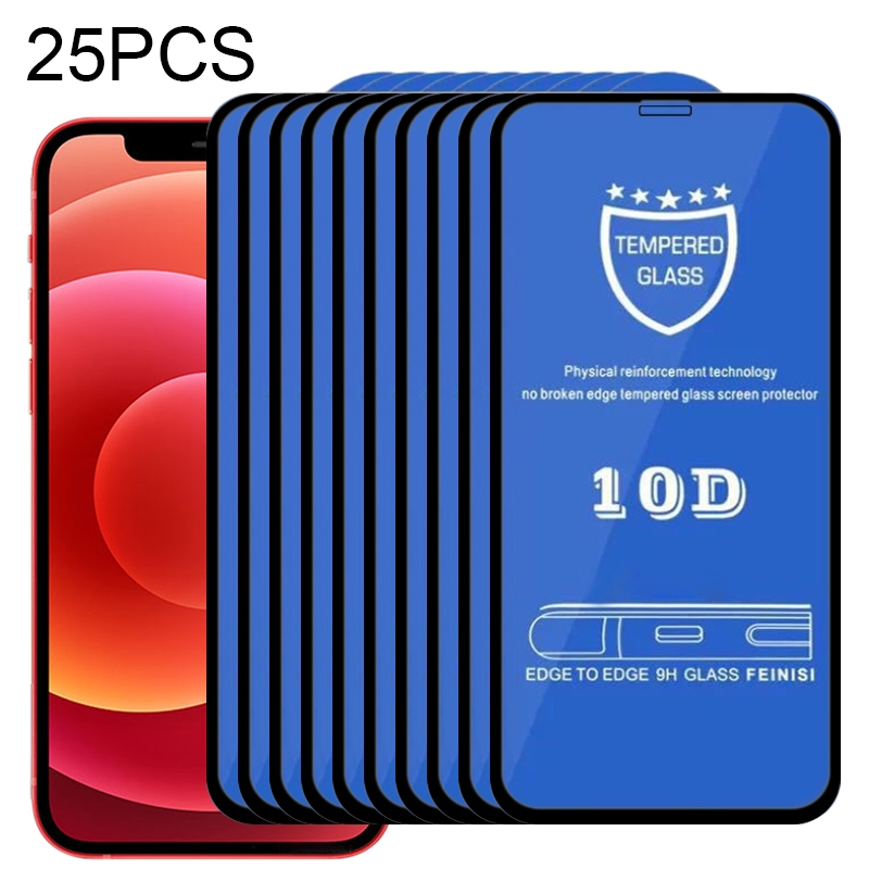 For iPhone 12 mini 25pcs 9H 10D Full Screen Tempered Glass Screen Protector(Black) For iPhone 12 mini 25pcs 9H 10D Full Screen Tempered Glass Screen Protector(Black)