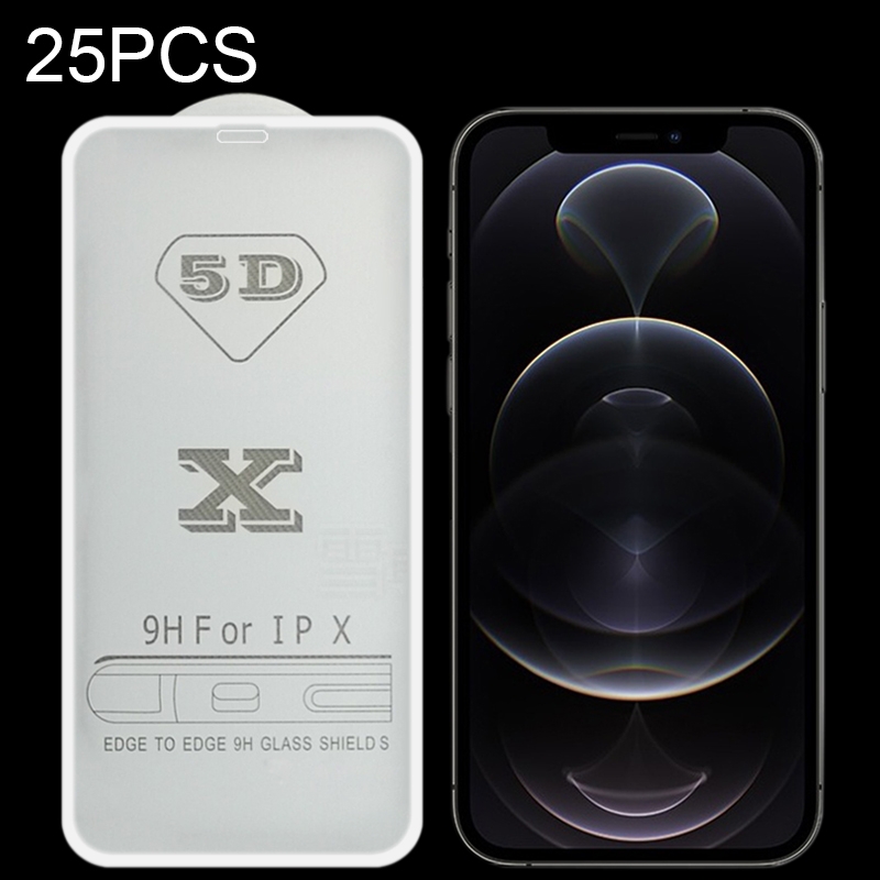 For iPhone 12 / 12 Pro 25pcs 9H 5D Full Glue Full Screen Tempered Glass Film(White) For iPhone 12 / 12 Pro 25pcs 9H 5D Full Glue Full Screen Tempered Glass Film(White)