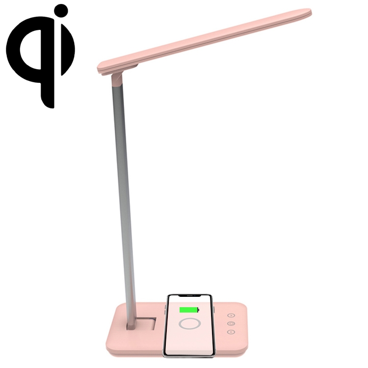 T01 10W Multi-function Aluminum Alloy Folding Touch Desk Lamp Mobile Phone Wireless Charger(Pink)