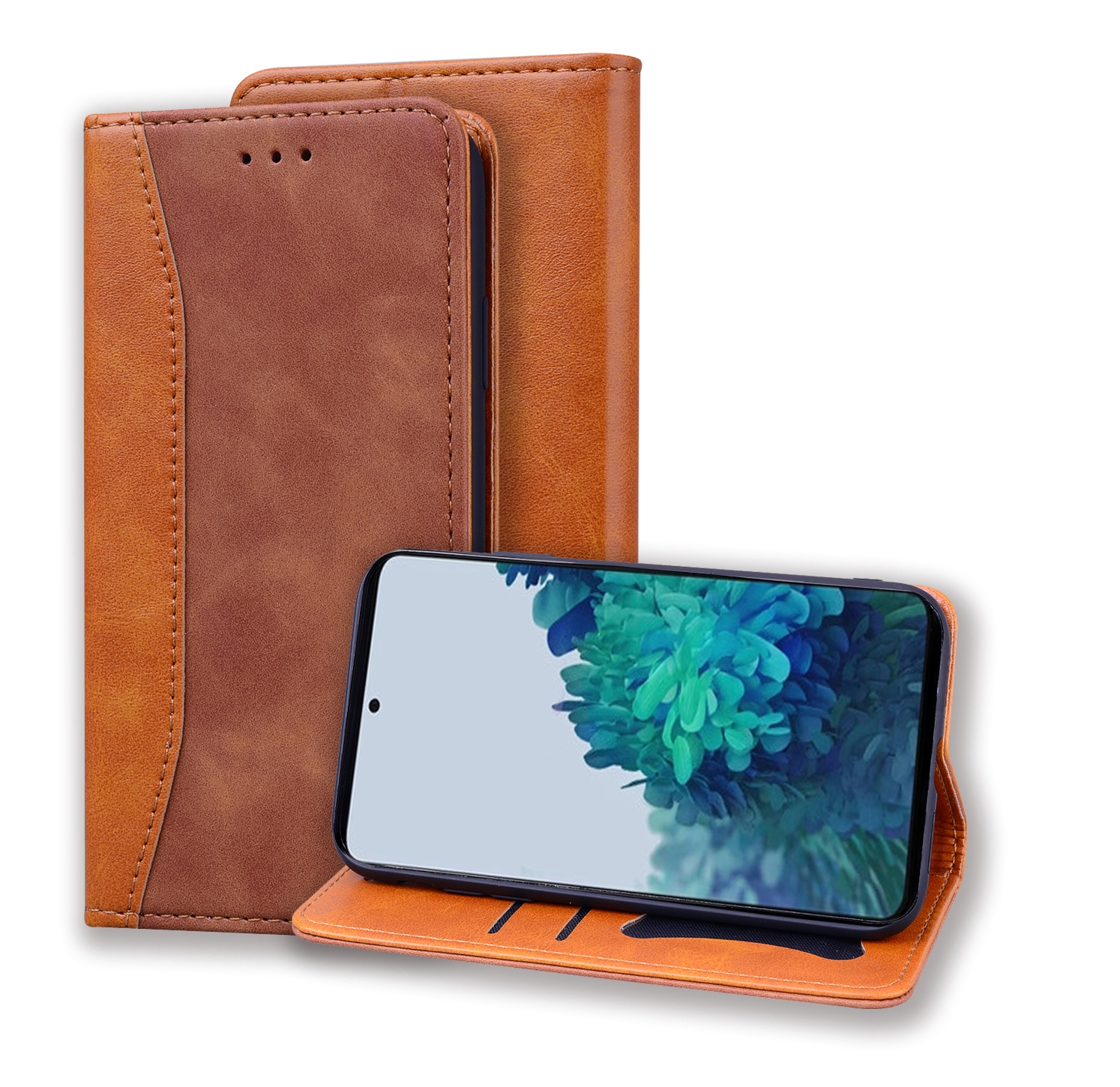 For Samsung Galaxy S21 5G Business Stitching Horizontal Flip Leather Case with Double Folding & Bracket & Card Slots & Photo Frame & Wallet(Brown) For Samsung Galaxy S21 5G Business Stitching Horizontal Flip Leather Case with Double Folding & Bracket & Card Slots & Photo Frame & Wallet(Brown)