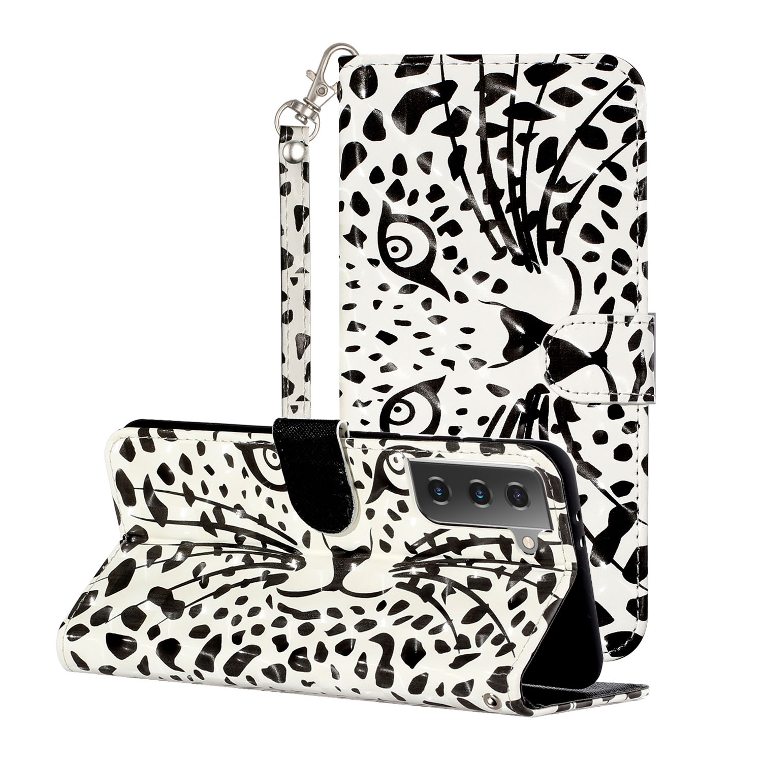 For Samsung Galaxy S21 5G 3D Pattern Horizontal Flip Leather Case with Holder & Card Slots & Wallet & Lanyard(Leopard Head)