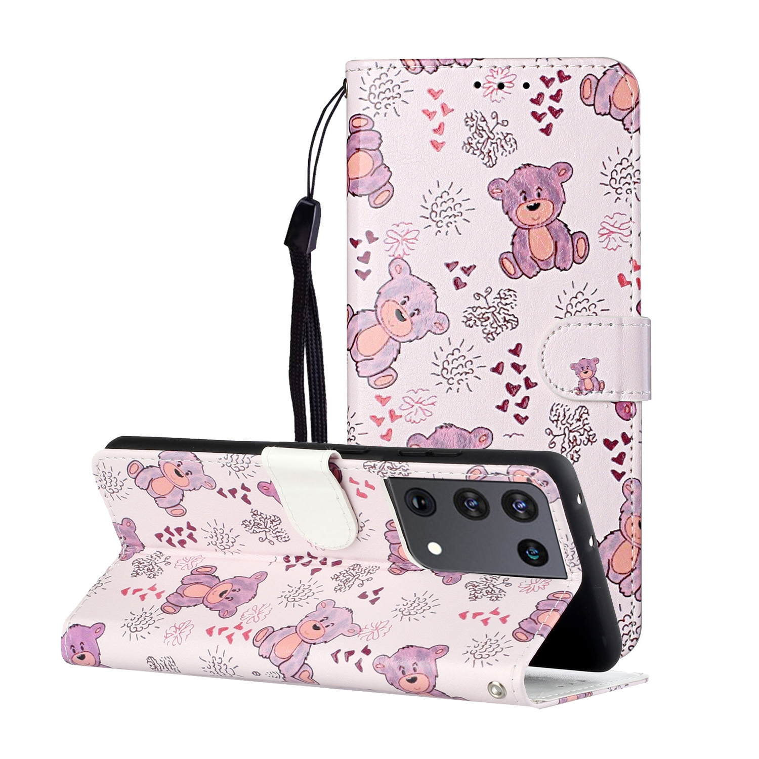 For Samsung Galaxy S21 Ultra 5G Oil Embossed Coloured Drawing Pattern Horizontal Flip PU Leather Case with Holder & Card Slots & Wallet & Lanyard(Little Bear) For Samsung Galaxy S21 Ultra 5G Oil Embossed Coloured Drawing Pattern Horizontal Flip PU Leather Case with Holder & Card Slots & Wallet & Lanyard(Little Bear)