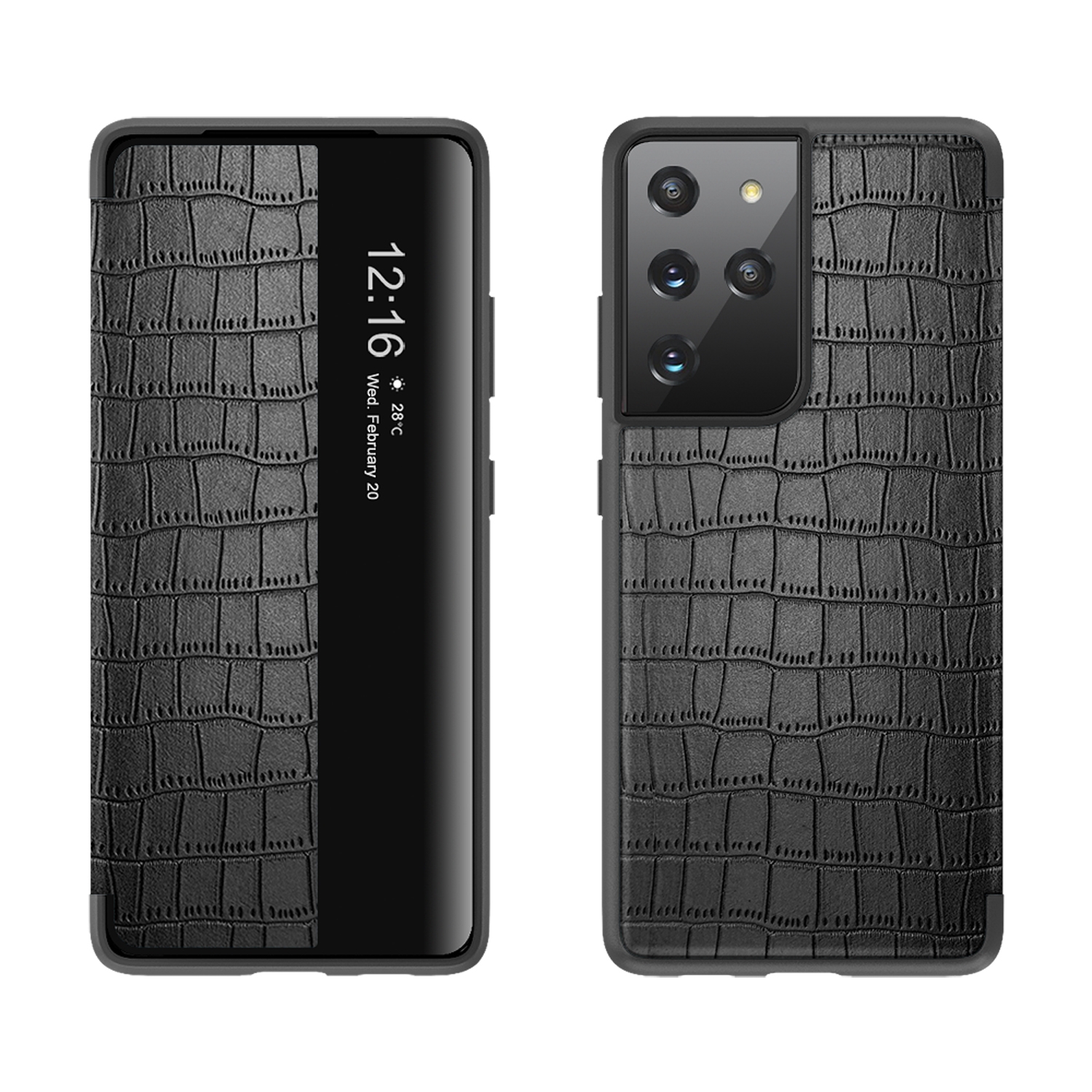 For Samsung Galaxy S21+ 5G Crocodile Texture Display Window Horizontal Flip Leather Case(Black) For Samsung Galaxy S21+ 5G Crocodile Texture Display Window Horizontal Flip Leather Case(Black)