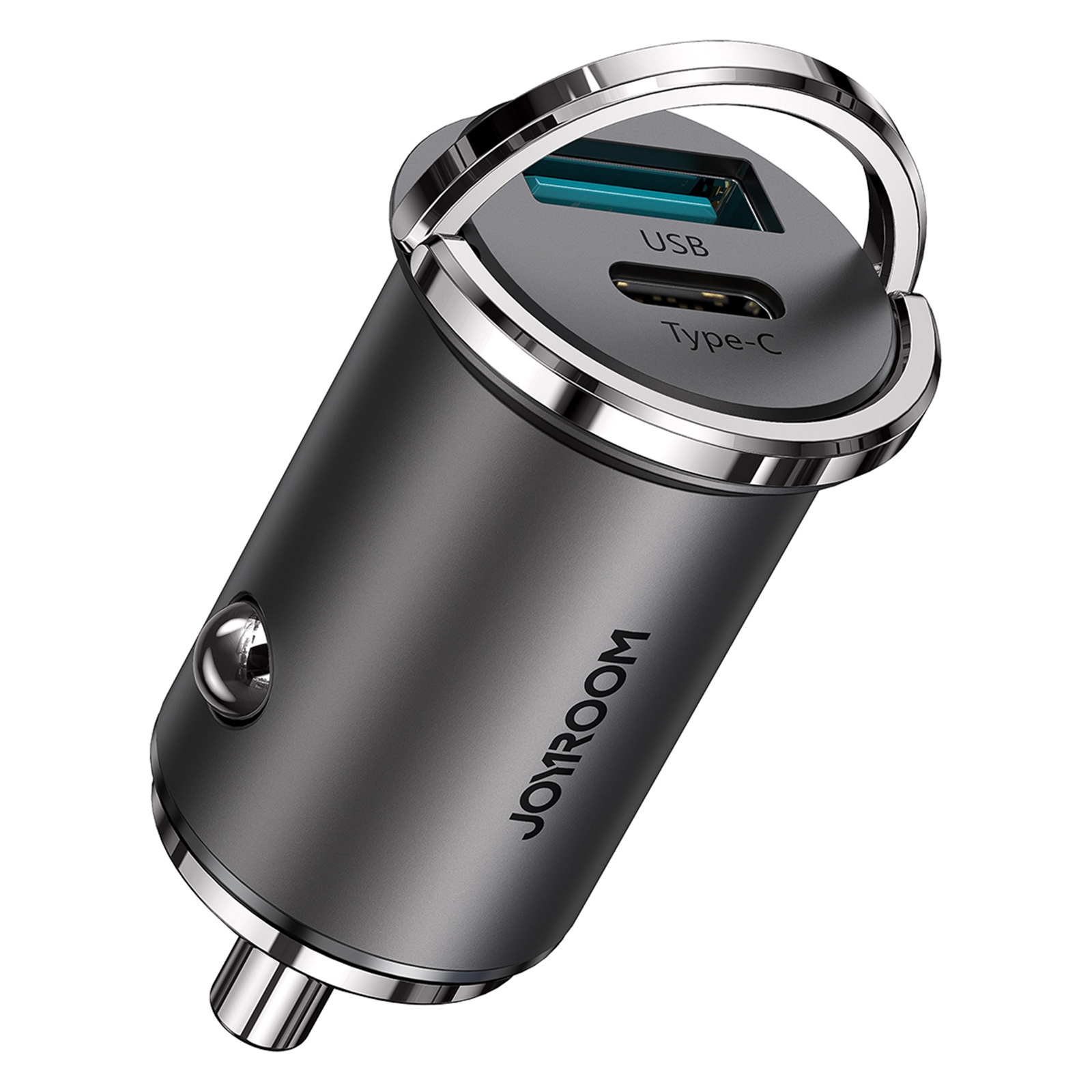 JOYROOM C-A35 45W Mini Dual-port PD + QC 3.0 Ring-pull Fast Car Charger(Black) JOYROOM C-A35 45W Mini Dual-port PD + QC 3.0 Ring-pull Fast Car Charger(Black)