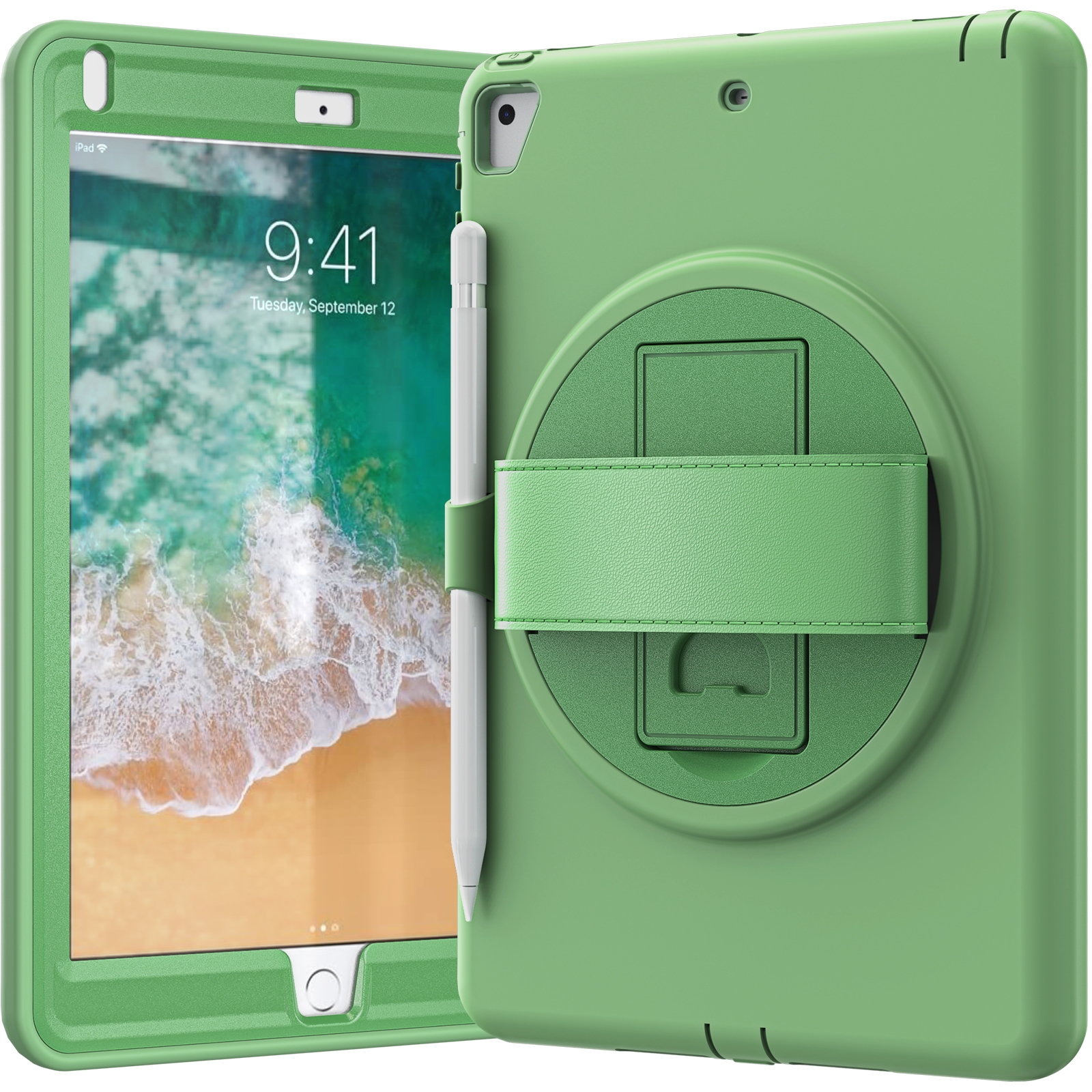 360 Degree Rotation PC+TPU Protective Cover with Holder & Hand Strap & Pen Slot For Apple iPad Pro 9.7 (2016)(Matcha Green) 360 Degree Rotation PC+TPU Protective Cover with Holder & Hand Strap & Pen Slot For Apple iPad Pro 9.7 (2016)(Matcha Green)