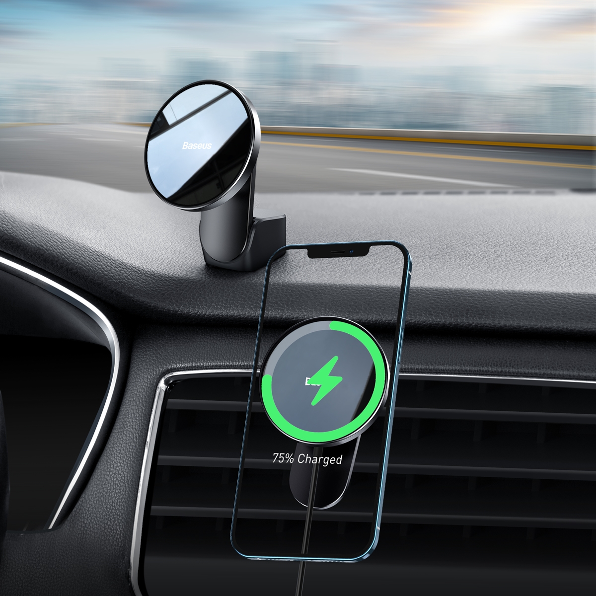 Baseus WXJN-01 Big Energy Car Mount Wireless Charger(For Dashboards and Air Outlets)(Cyan Black) Baseus WXJN-01 Big Energy Car Mount Wireless Charger(For Dashboards and Air Outlets)(Cyan Black)