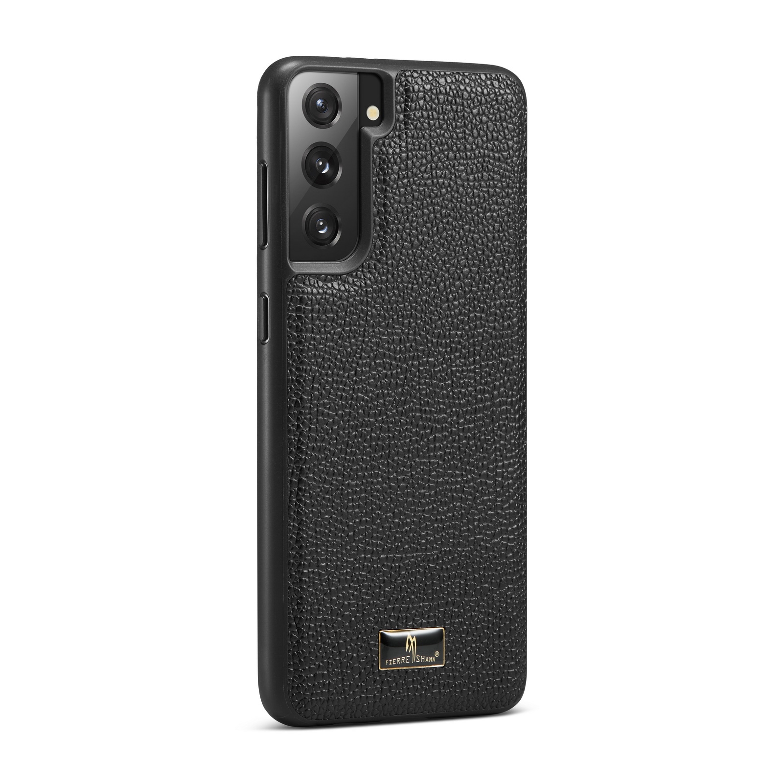 For Samsung Galaxy S21+ 5G Fierre Shann Leather Texture Phone Back Cover Case(Lychee Black) For Samsung Galaxy S21+ 5G Fierre Shann Leather Texture Phone Back Cover Case(Lychee Black)