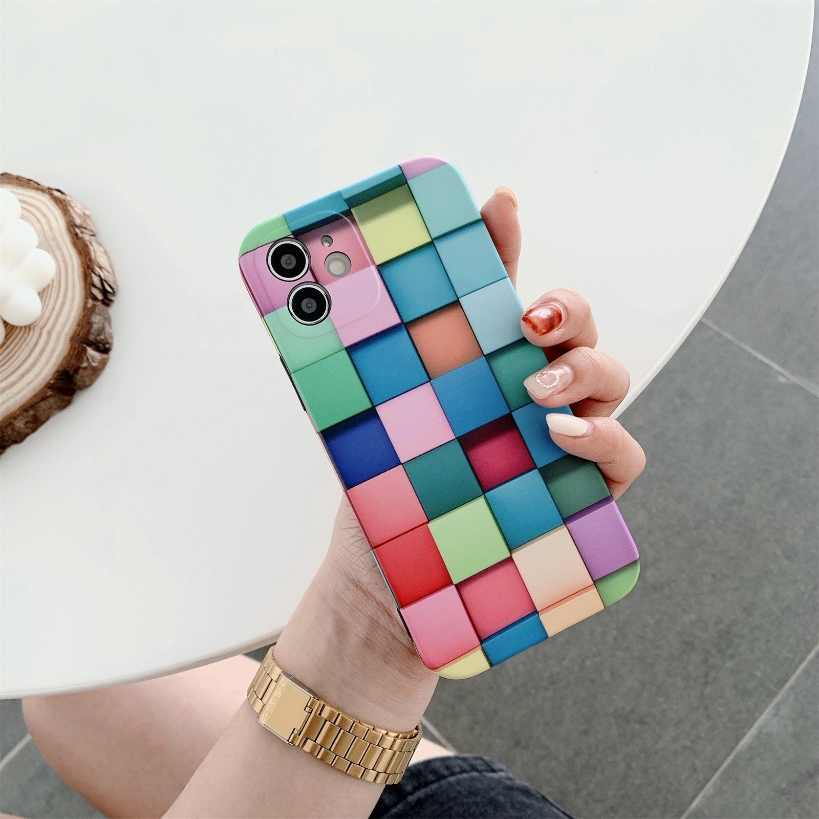 For iPhone 12 mini 3D Cube IMD Shockproof Protective Case (Square)