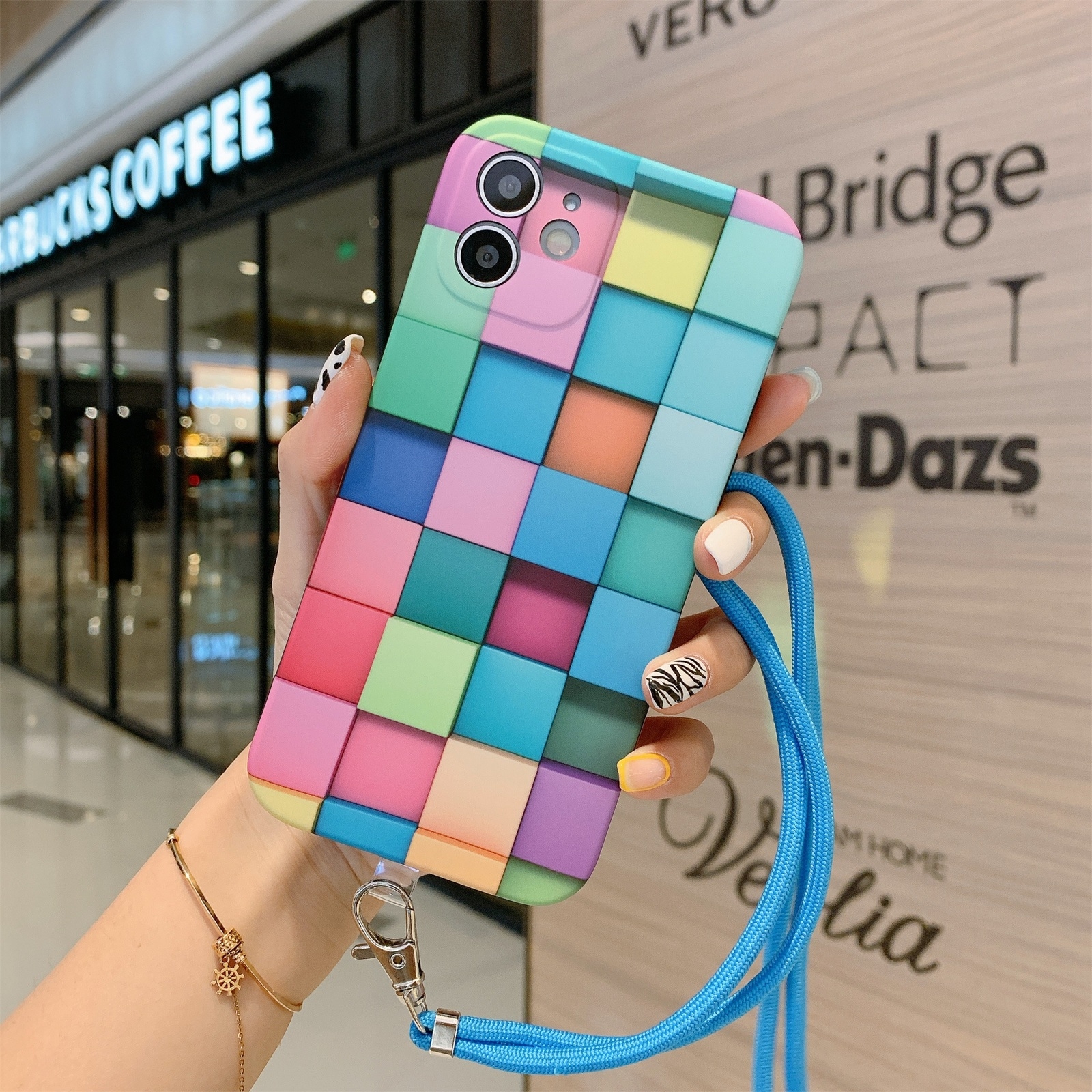 For iPhone 11 3D Cube IMD Shockproof Protective Case with Lanyard (Square) For iPhone 11 3D Cube IMD Shockproof Protective Case with Lanyard (Square)