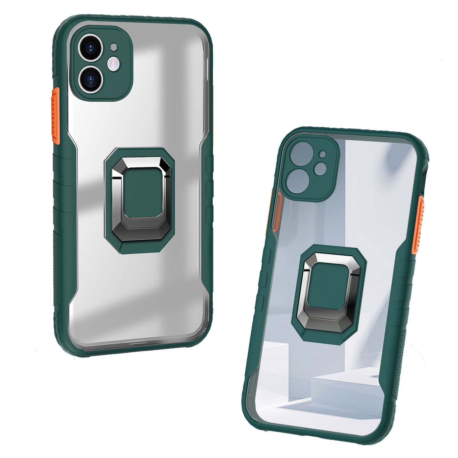 For iPhone 11 Clear TPE + PC + TPU Magnetic Shockproof Case with Ultra-thin Ring Holder(Dark Green) For iPhone 11 Clear TPE + PC + TPU Magnetic Shockproof Case with Ultra-thin Ring Holder(Dark Green)