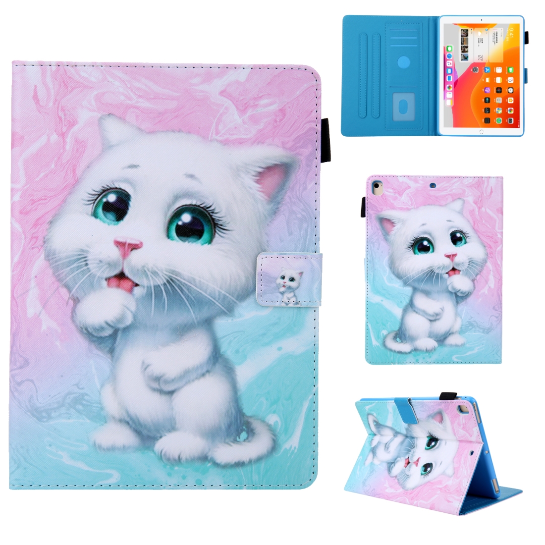 For iPad 9.7 Coloured Drawing Pattern Horizontal Flip Leather Case with Holder & Card Slot(Cat) For iPad 9.7 Coloured Drawing Pattern Horizontal Flip Leather Case with Holder & Card Slot(Cat)