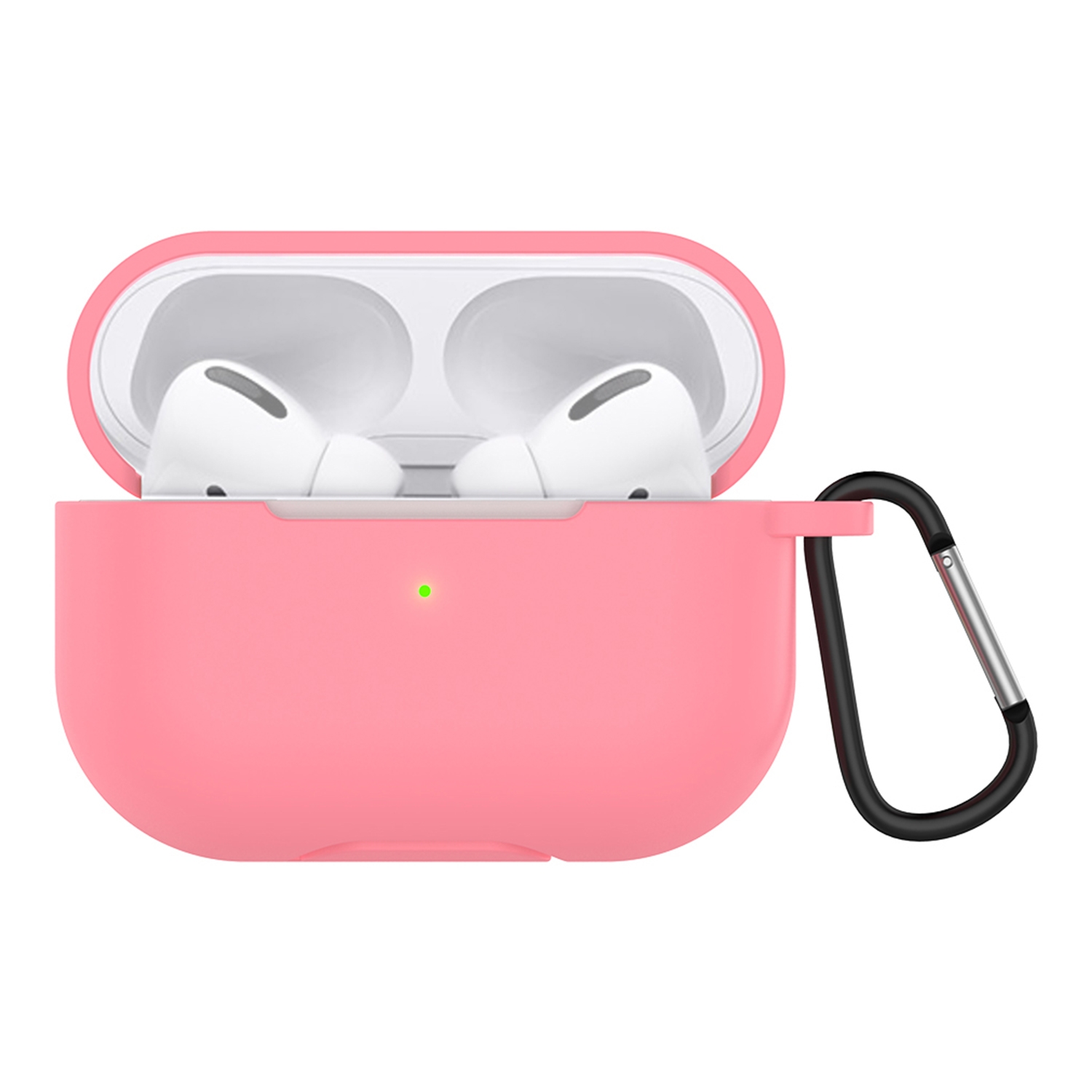 Solid Color Silicone Earphone Protective Case for AirPods Pro, with Hook(Pink)