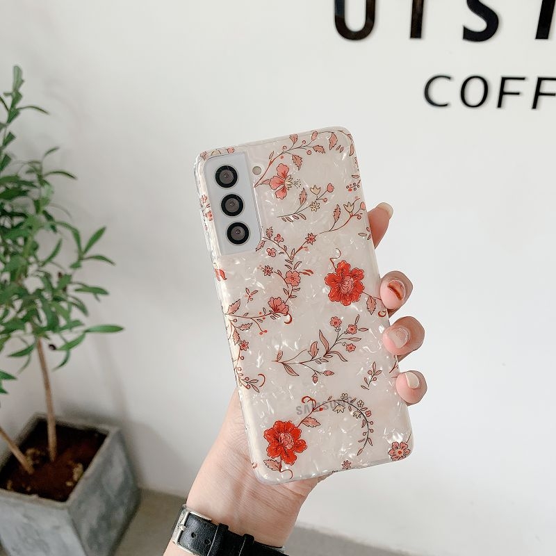 For Samsung Galaxy S21 Ultra 5G Painted Pattern TPU Protective Case(small Red Flower) For Samsung Galaxy S21 Ultra 5G Painted Pattern TPU Protective Case(small Red Flower)