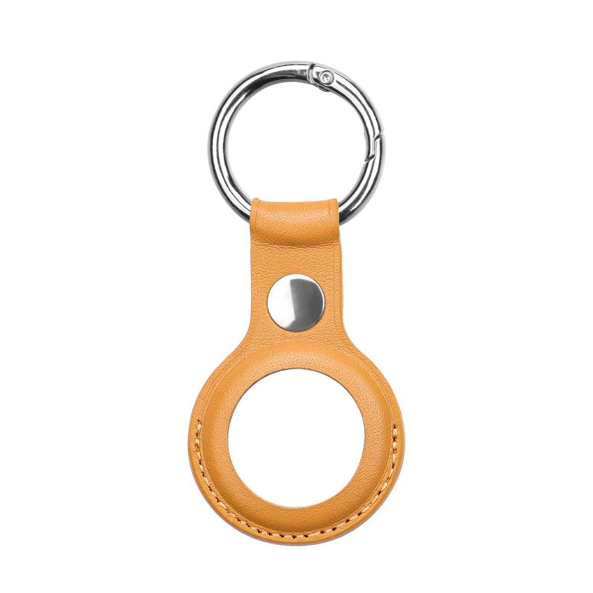 Anti-scratch Top-layer Cowhide Leather Case Cover with Switchable Keychain Ring for AirTag(Light Brown) Anti-scratch Top-layer Cowhide Leather Case Cover with Switchable Keychain Ring for AirTag(Light Brown)