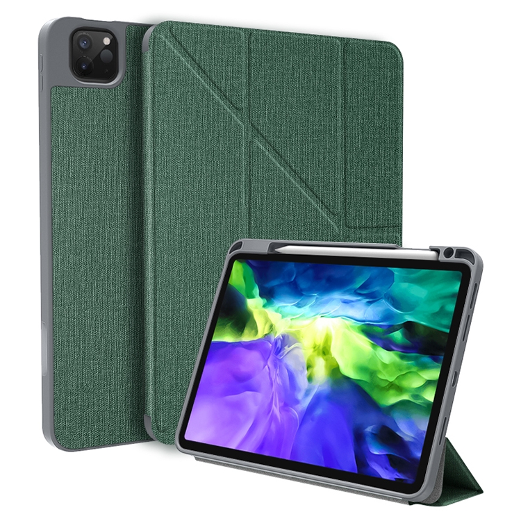 For iPad Pro 12.9 2022 / 2021 / 2020 Mutural Multi-fold Smart Leather Tablet Case(Dark Green) For iPad Pro 12.9 2022 / 2021 / 2020 Mutural Multi-fold Smart Leather Tablet Case(Dark Green)