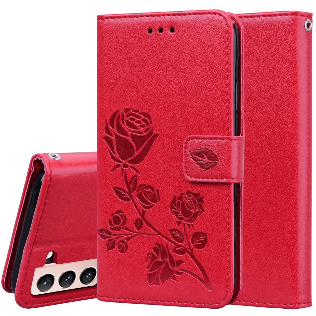 For Samsung Galaxy S21 5G Rose Embossed Horizontal Flip PU Leather Case with Holder & Card Slots & Wallet(Red) For Samsung Galaxy S21 5G Rose Embossed Horizontal Flip PU Leather Case with Holder & Card Slots & Wallet(Red)