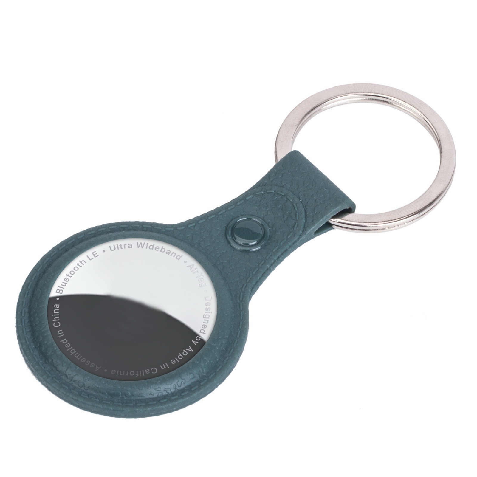 Litchi Texture TPU Anti-scratch Shockproof Protective Cover Soft Case with Keychain Ring Loop For AirTag(Deep Green)