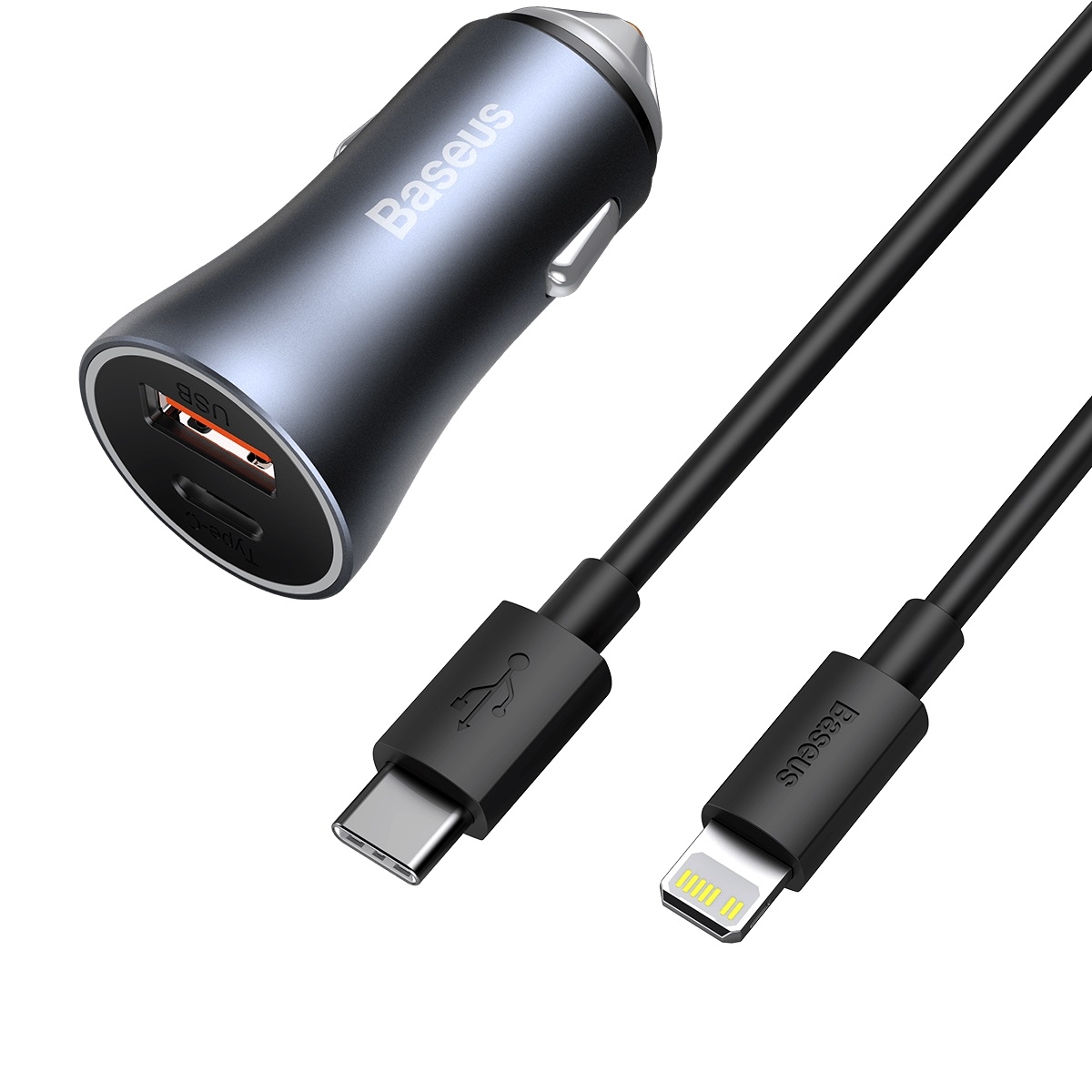 Baseus TZCCJD-B0G 40W USB + Type-C / USB-C Car Fast Charging Charger Set with 1m Type-C / USB-C to 8 Pin Cable(Black) Baseus TZCCJD-B0G 40W USB + Type-C / USB-C Car Fast Charging Charger Set with 1m Type-C / USB-C to 8 Pin Cable(Black)