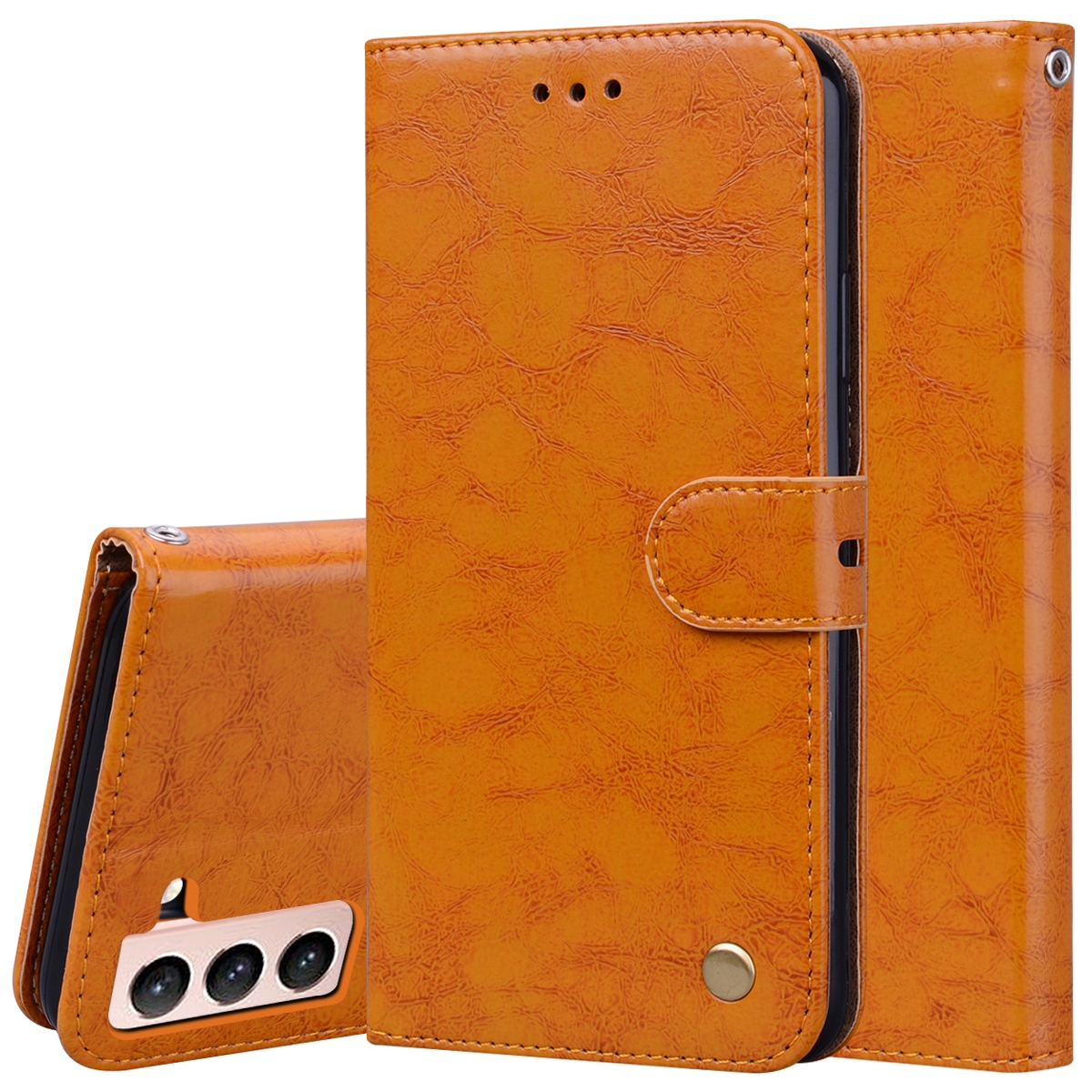 For Samsung Galaxy S21+ 5G Business Style Oil Wax Texture Horizontal Flip Leather Case with Holder & Card Slots & Wallet(Yellow) For Samsung Galaxy S21+ 5G Business Style Oil Wax Texture Horizontal Flip Leather Case with Holder & Card Slots & Wallet(Yellow)