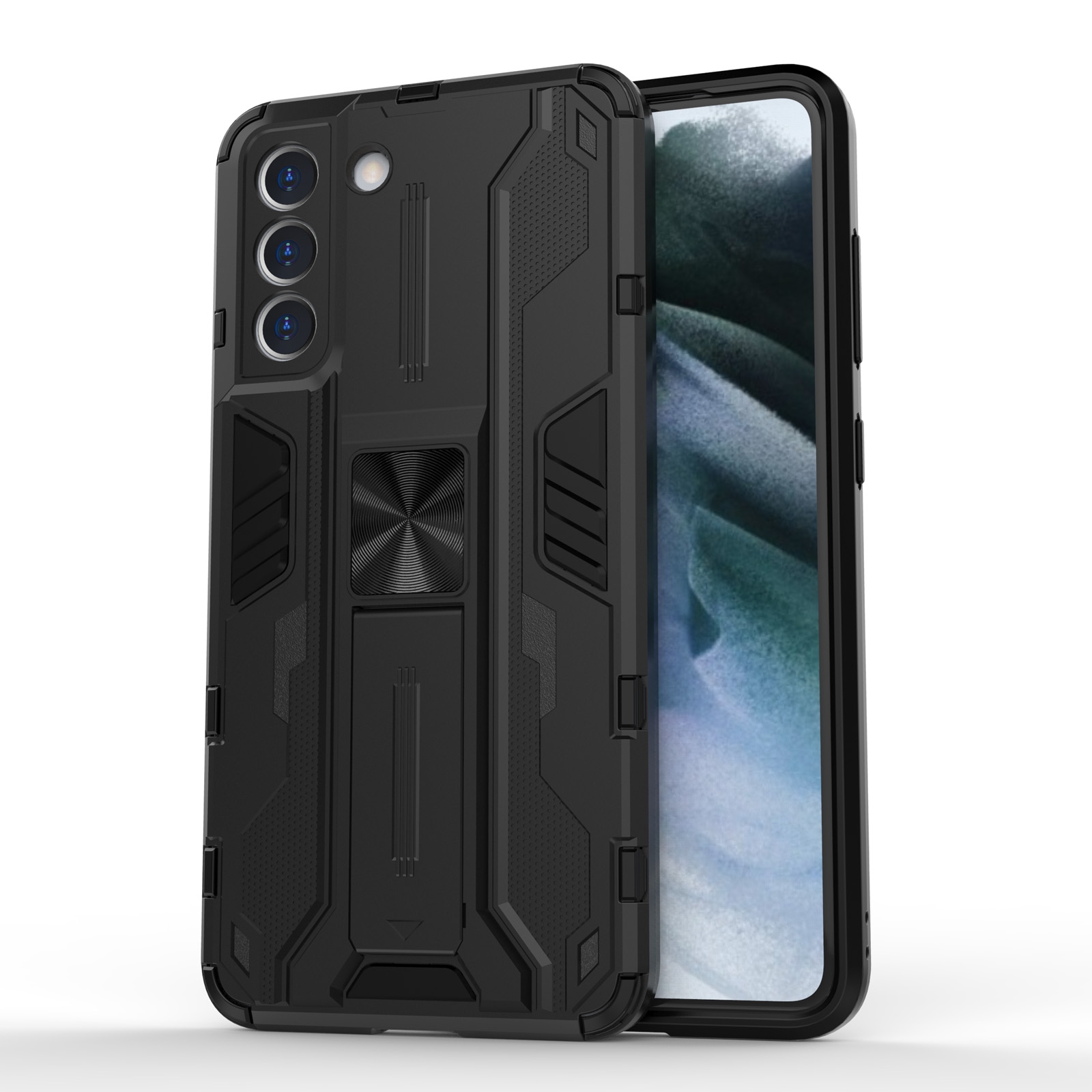 For Samsung Galaxy S21 5G Supersonic PC + TPU Shock-proof Case with Holder(Black) For Samsung Galaxy S21 5G Supersonic PC + TPU Shock-proof Case with Holder(Black)