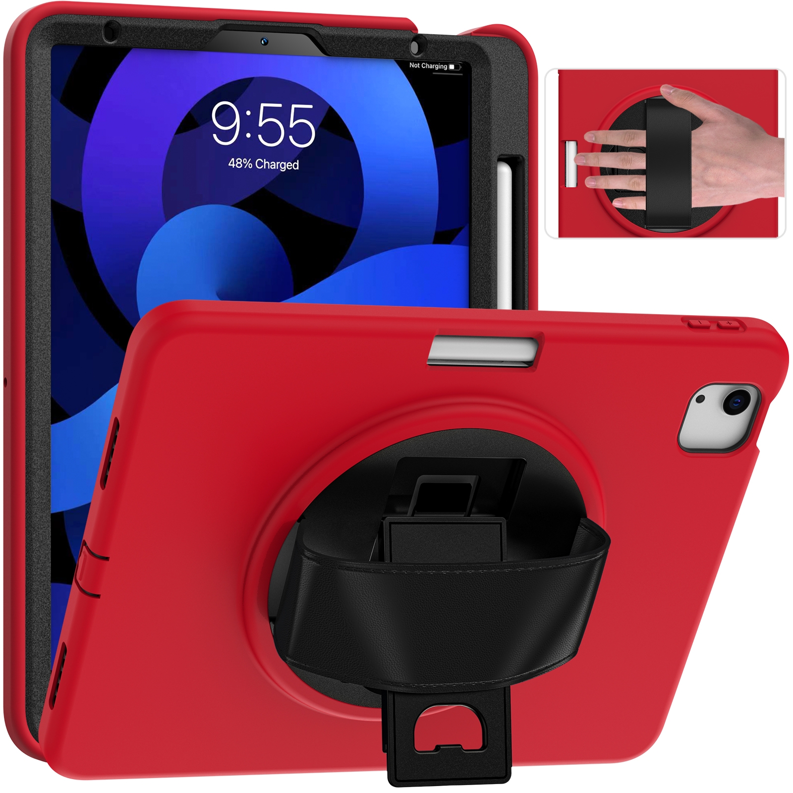 360 Degree Rotation PC + TPU Protective Case with Holder & Hand-strap & Pen Slot For iPad Air 2022 / Air 2020 10.9(Red) 360 Degree Rotation PC + TPU Protective Case with Holder & Hand-strap & Pen Slot For iPad Air 2022 / Air 2020 10.9(Red)