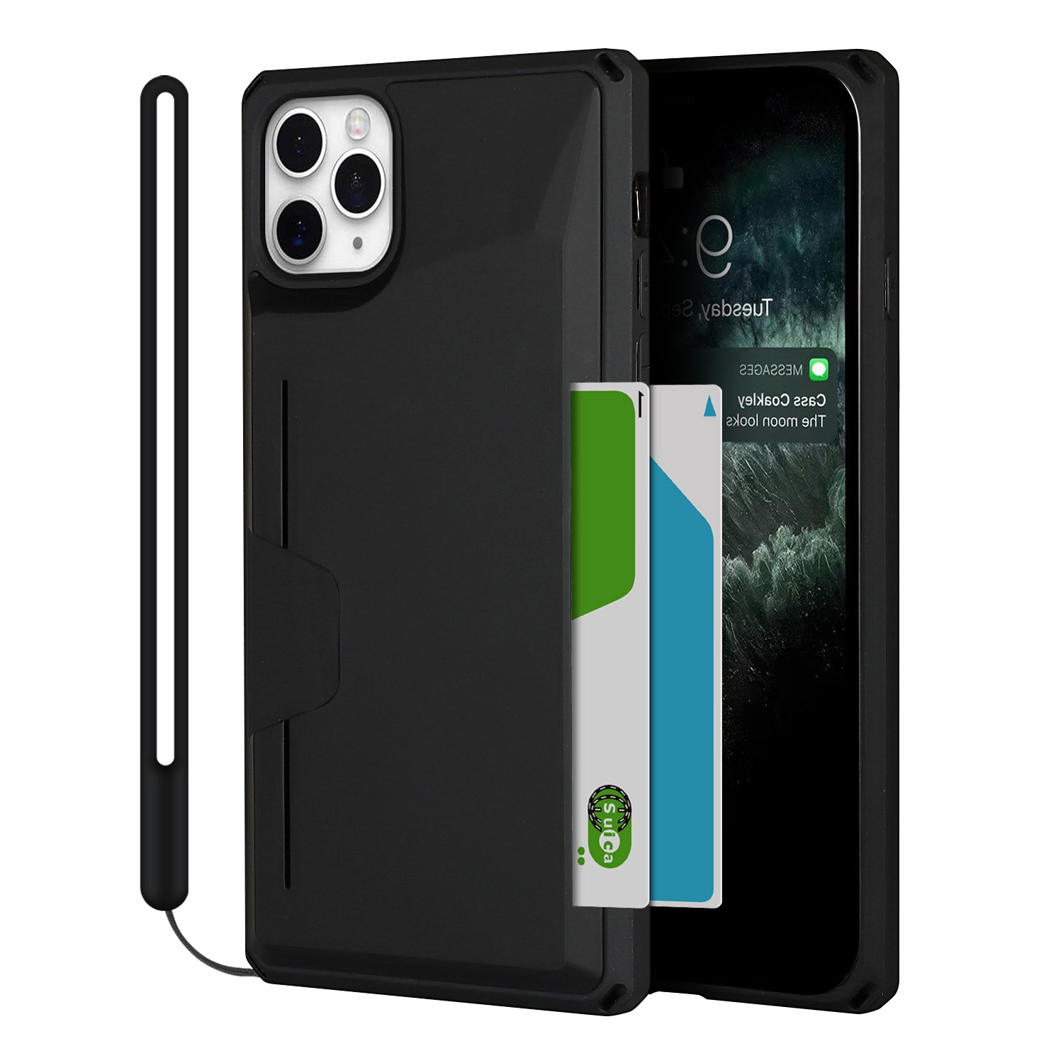 For iPhone 11 Pro Armor Shockproof TPU + PC Hard Case with Card Slot Holder (Black) For iPhone 11 Pro Armor Shockproof TPU + PC Hard Case with Card Slot Holder (Black)