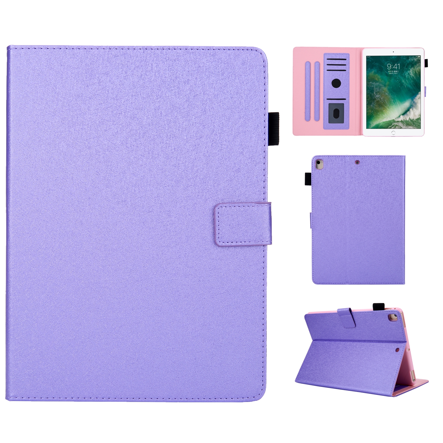 For iPad 10.2 2021 / 2020 / 2019 Hair Silky Texture Solid Color Horizontal Flip Leather Case with Holder & Card Slots & Photo Frame & Anti-Skid Strip(Purple) For iPad 10.2 2021 / 2020 / 2019 Hair Silky Texture Solid Color Horizontal Flip Leather Case with Holder & Card Slots & Photo Frame & Anti-Skid Strip(Purple)