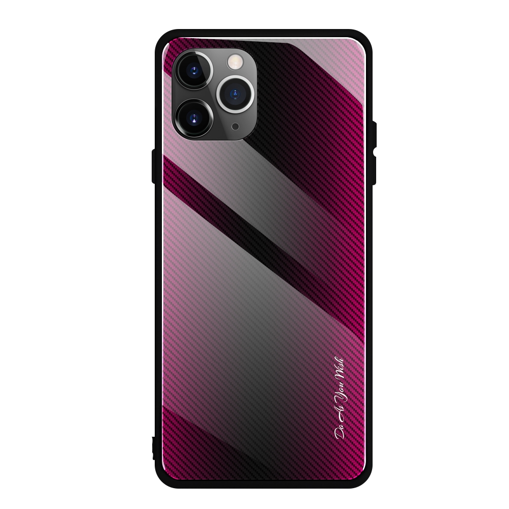 For iPhone 11 Carbon Fiber Texture Gradient Color Glass Case(Magenta) For iPhone 11 Carbon Fiber Texture Gradient Color Glass Case(Magenta)