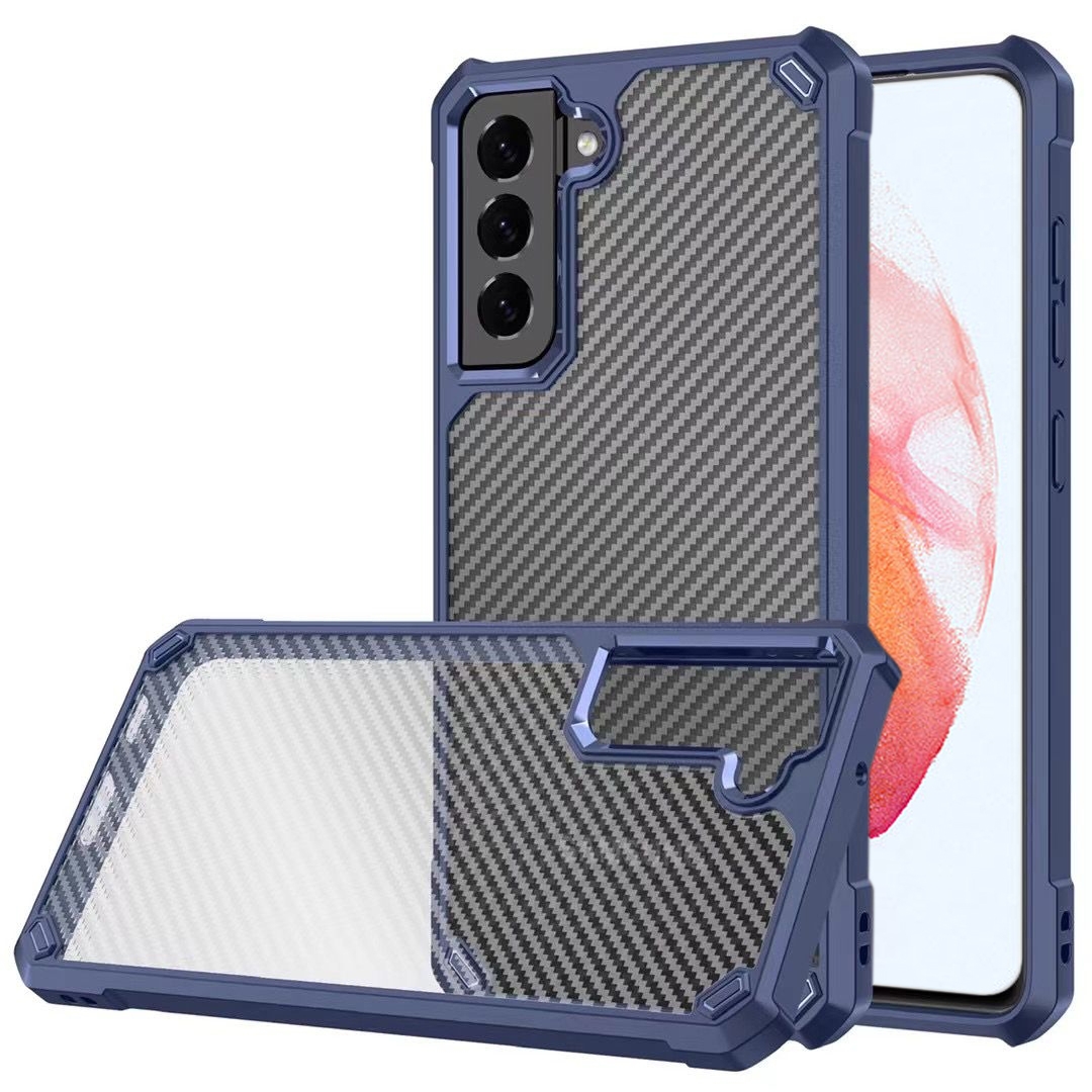 Carbon Fiber Acrylic Shockproof Protective Case For Samsung Galaxy S21 5G(Blue) Carbon Fiber Acrylic Shockproof Protective Case For Samsung Galaxy S21 5G(Blue)