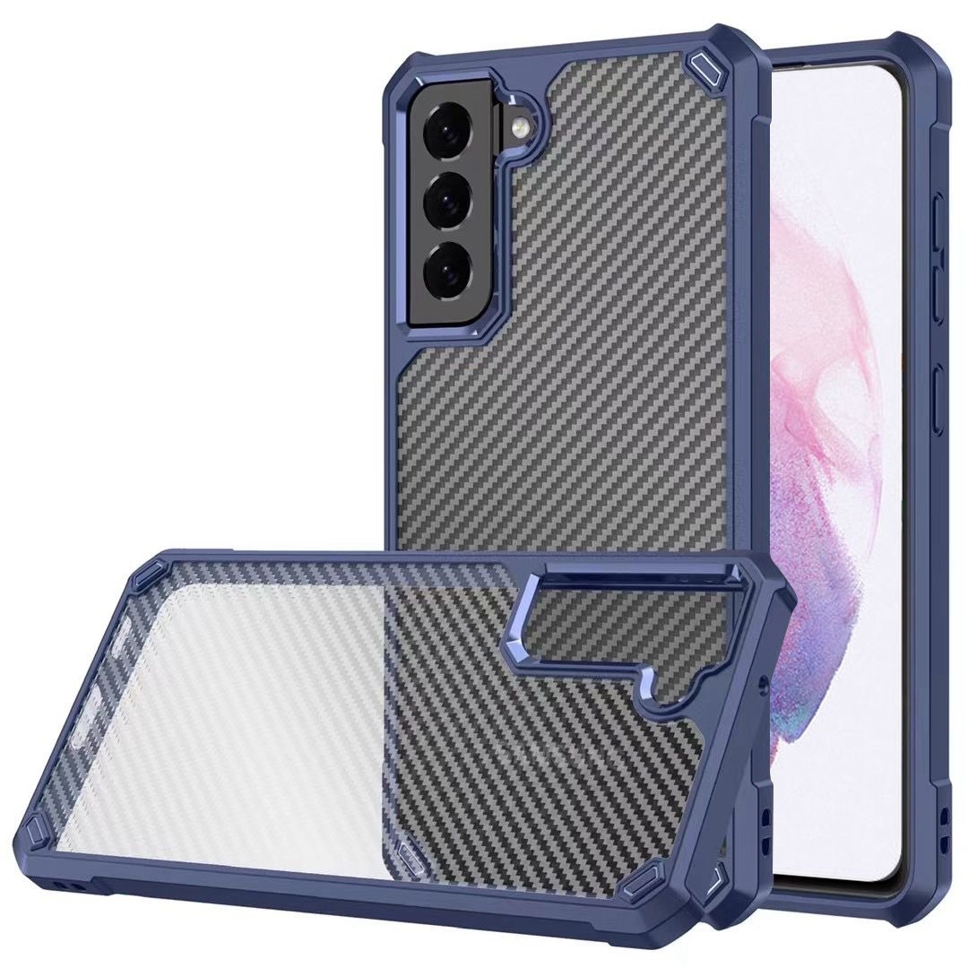 Carbon Fiber Acrylic Shockproof Protective Case For Samsung Galaxy S21+ 5G(Blue) Carbon Fiber Acrylic Shockproof Protective Case For Samsung Galaxy S21+ 5G(Blue)