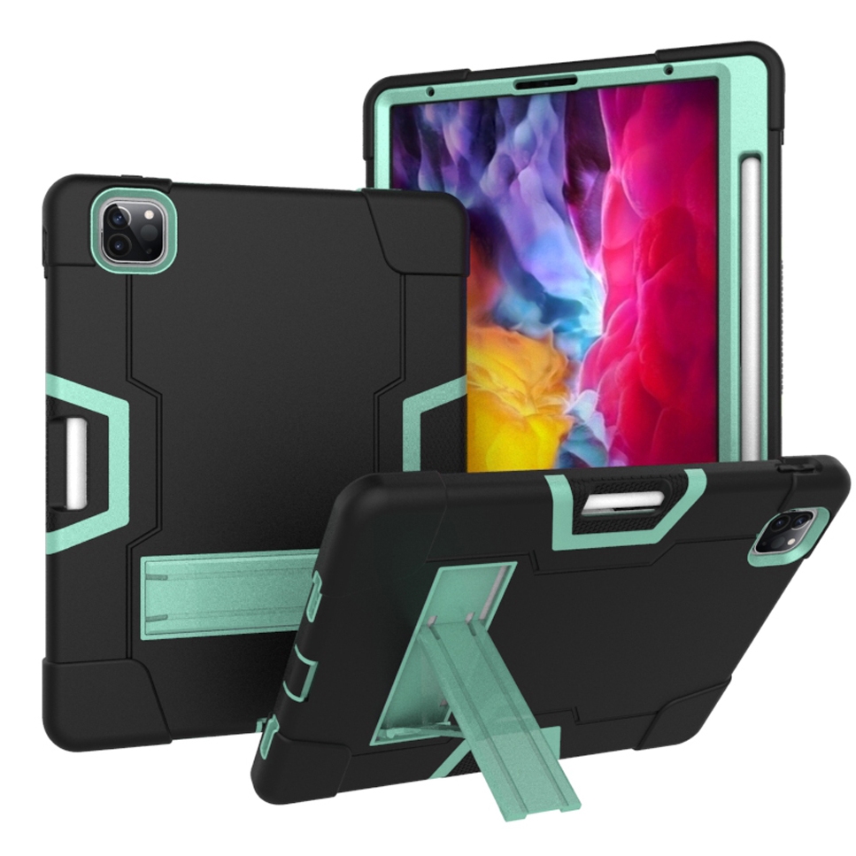 Contrast Color Robot Shockproof Silicone + PC Protective Case with Holder & Pen Slot For iPad Pro 12.9 (2018) / (2020)(Black + Mint Green) Contrast Color Robot Shockproof Silicone + PC Protective Case with Holder & Pen Slot For iPad Pro 12.9 (2018) / (2020)(Black + Mint Green)