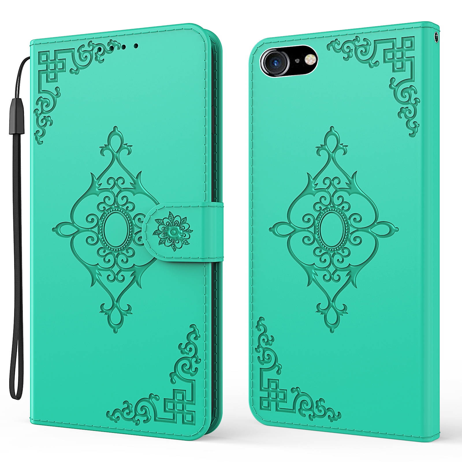 For iPhone SE 2022 / SE 2020 / 8 / 7 Embossed Fortune Flower Pattern Horizontal Flip Leather Case with Holder & Card Slot & Wallet & Lanyard(Green) For iPhone SE 2022 / SE 2020 / 8 / 7 Embossed Fortune Flower Pattern Horizontal Flip Leather Case with Holder & Card Slot & Wallet & Lanyard(Green)