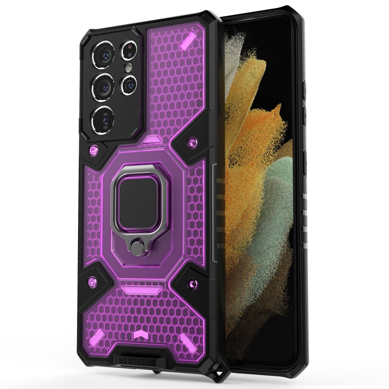 For Samsung Galaxy S21 Ultra 5G Space PC+TPU Ring Holder Protective Case(Purple) For Samsung Galaxy S21 Ultra 5G Space PC+TPU Ring Holder Protective Case(Purple)