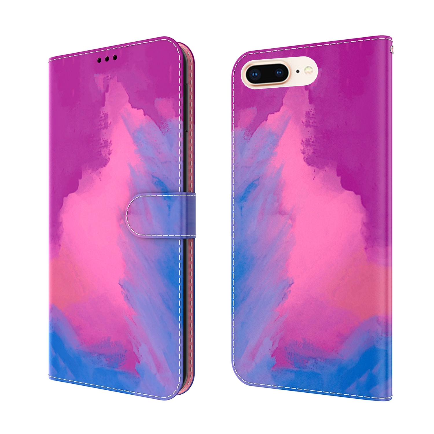 Watercolor Pattern Horizontal Flip Leather Case with Holder & Card Slot & Wallet For iPhone 8 Plus & 7 Plus(Purple Red) Watercolor Pattern Horizontal Flip Leather Case with Holder & Card Slot & Wallet For iPhone 8 Plus & 7 Plus(Purple Red)