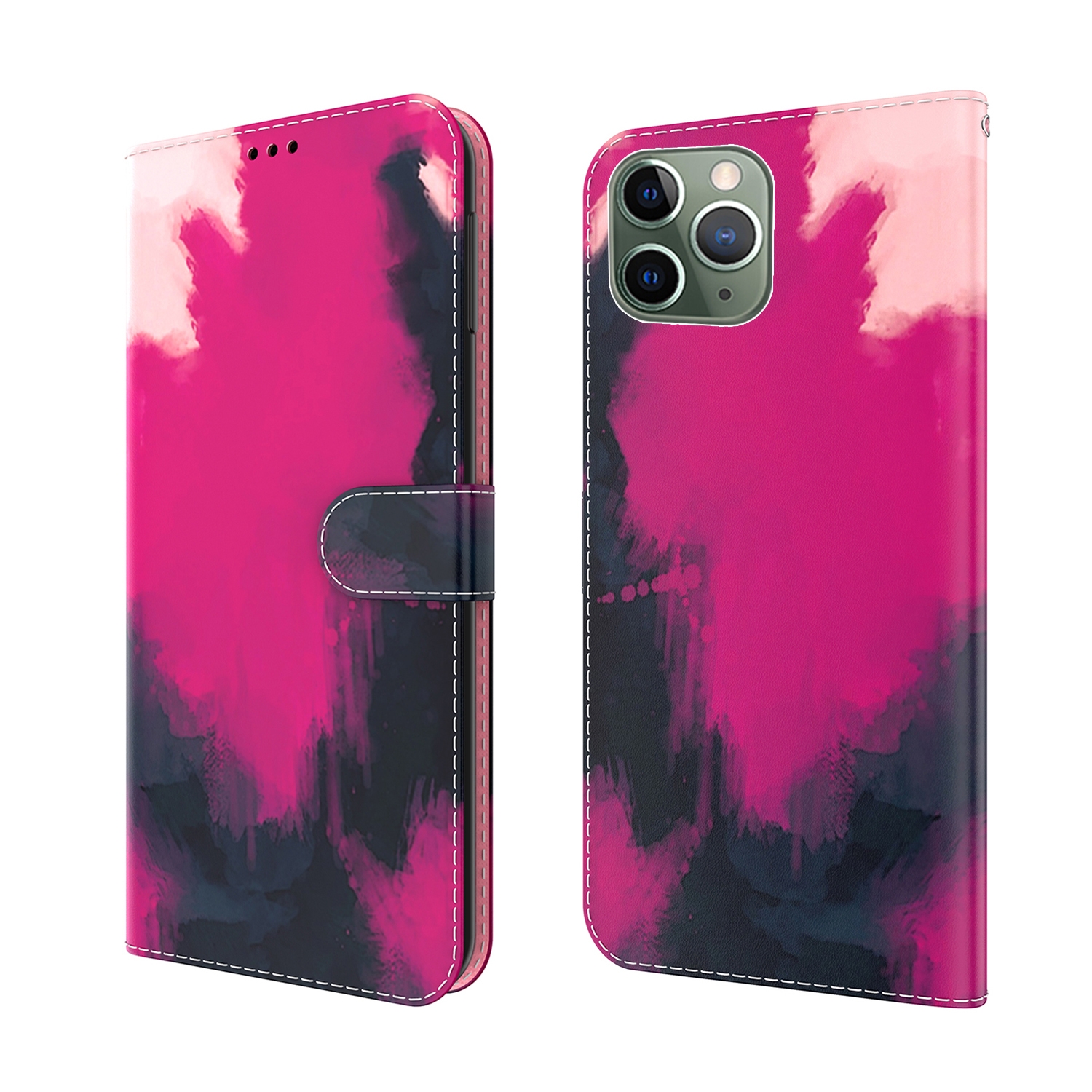 Watercolor Pattern Horizontal Flip Leather Case with Holder & Card Slot & Wallet For iPhone 11 Pro Max(Berry Color) Watercolor Pattern Horizontal Flip Leather Case with Holder & Card Slot & Wallet For iPhone 11 Pro Max(Berry Color)