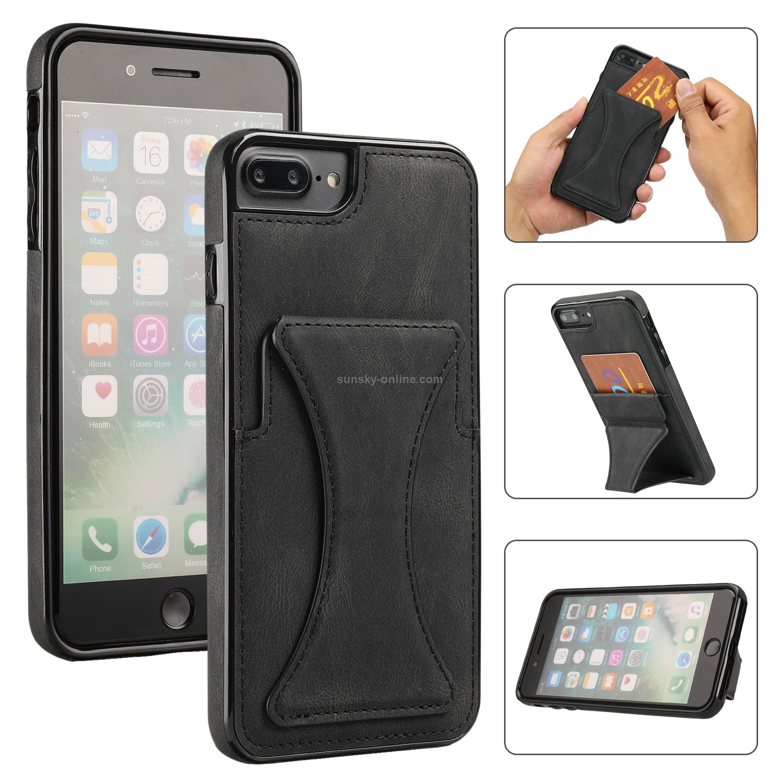 Ultra-thin Shockproof Protective Case with Holder & Metal Magnetic Function For iPhone 8 Plus / 7 Plus(Black) Ultra-thin Shockproof Protective Case with Holder & Metal Magnetic Function For iPhone 8 Plus / 7 Plus(Black)