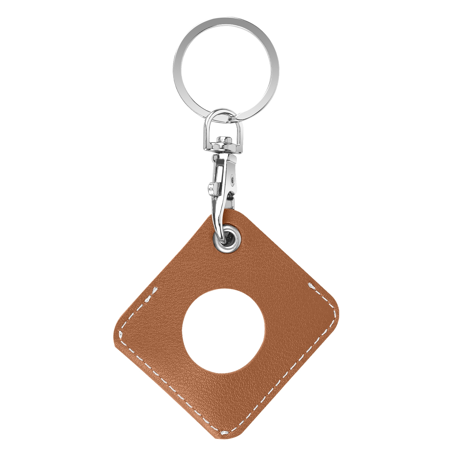 Square PU Leather Case Shockproof Anti-scratch Protective Cover with Keychain Ring Loop For AirTag(Brown) Square PU Leather Case Shockproof Anti-scratch Protective Cover with Keychain Ring Loop For AirTag(Brown)