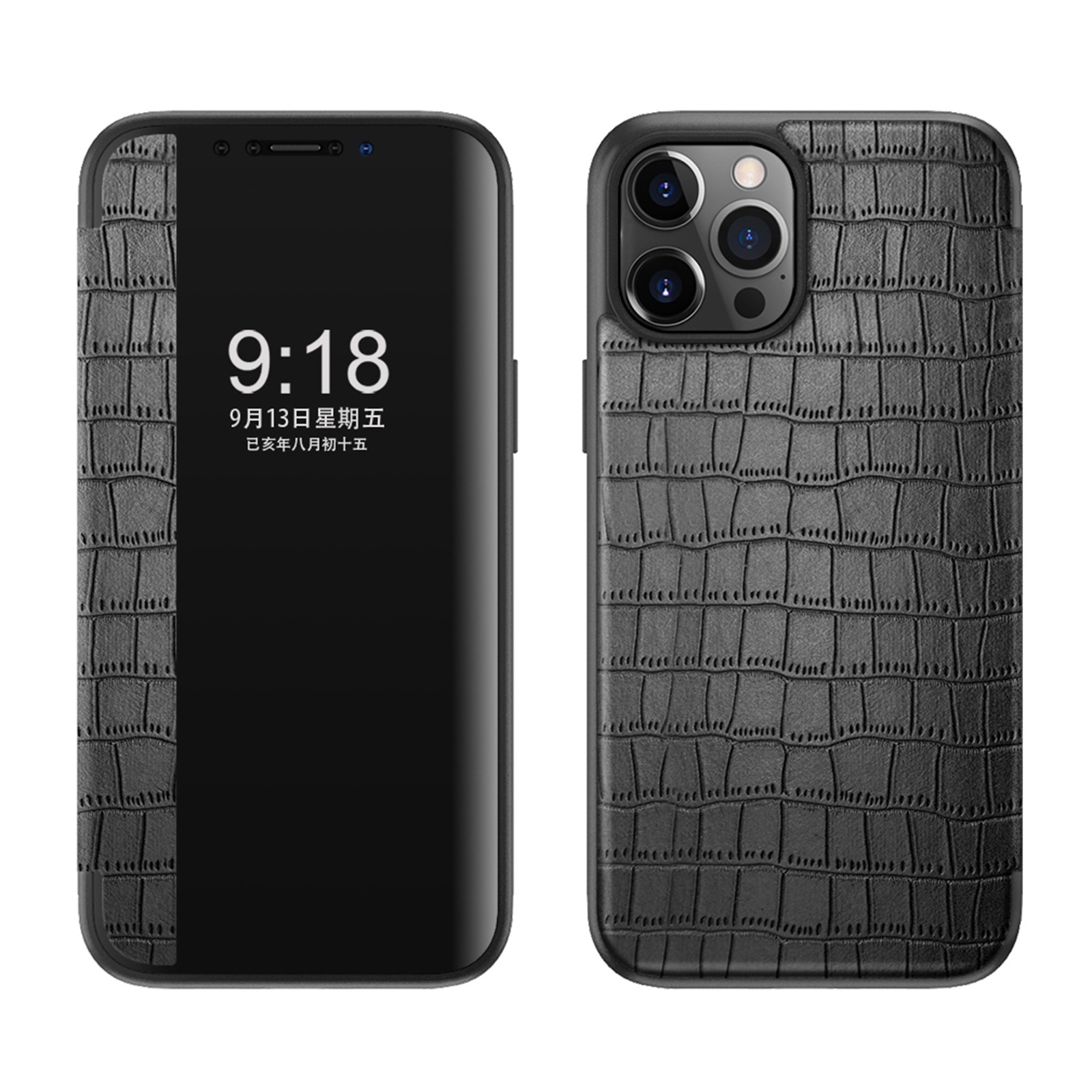 Crocodile Texture Display Window Horizontal Flip Leather Case For iPhone 11(Black) Crocodile Texture Display Window Horizontal Flip Leather Case For iPhone 11(Black)
