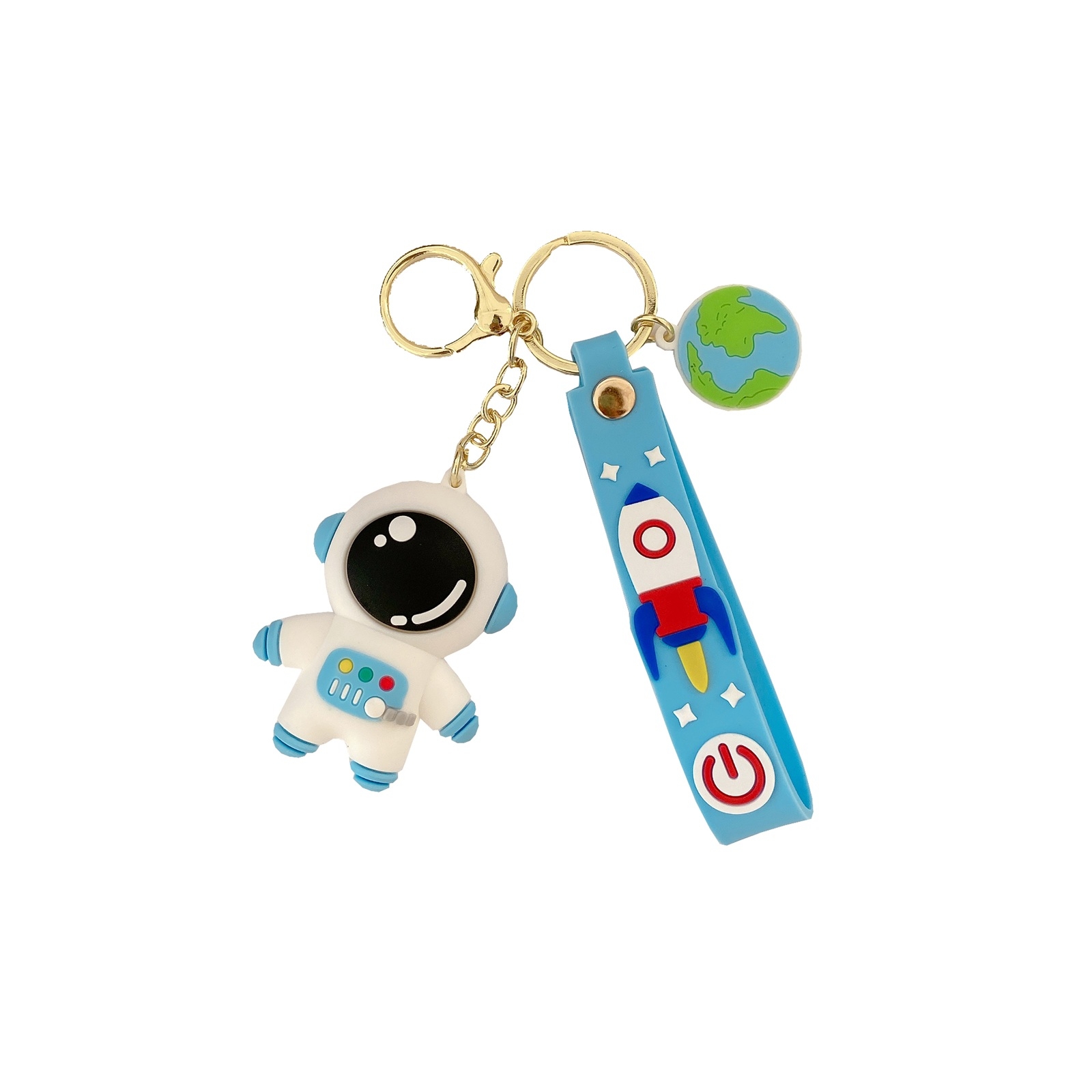 Astronaut Shape Silicone Shockproof Protective Cover Case with Keychain Hook Loop for AirTag(Blue) Astronaut Shape Silicone Shockproof Protective Cover Case with Keychain Hook Loop for AirTag(Blue)