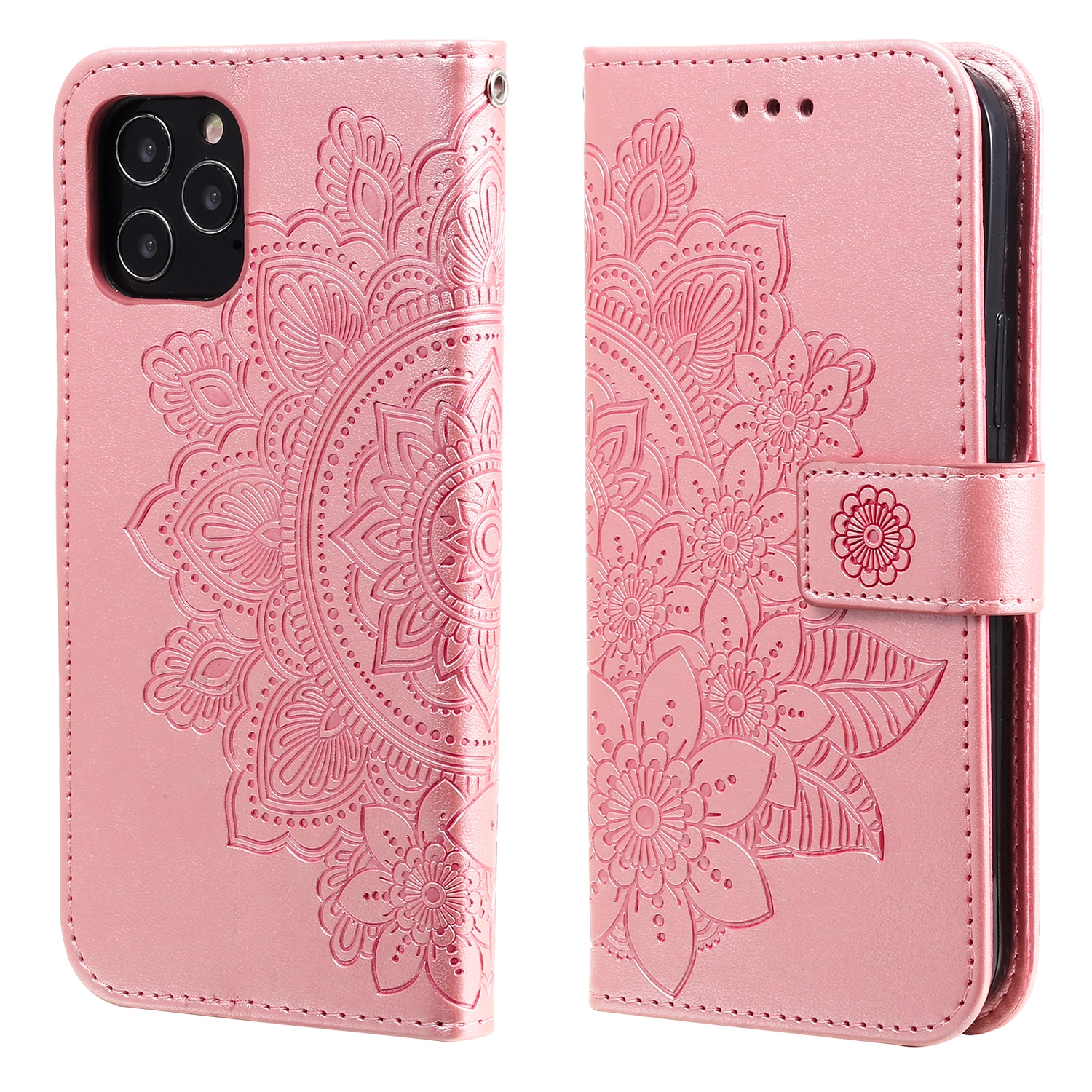 For iPhone 12 / 12 Pro 7-petal Flowers Embossing Pattern Horizontal Flip PU Leather Case with Holder & Card Slots & Wallet & Photo Frame(Rose Gold) For iPhone 12 / 12 Pro 7-petal Flowers Embossing Pattern Horizontal Flip PU Leather Case with Holder & Card Slots & Wallet & Photo Frame(Rose Gold)